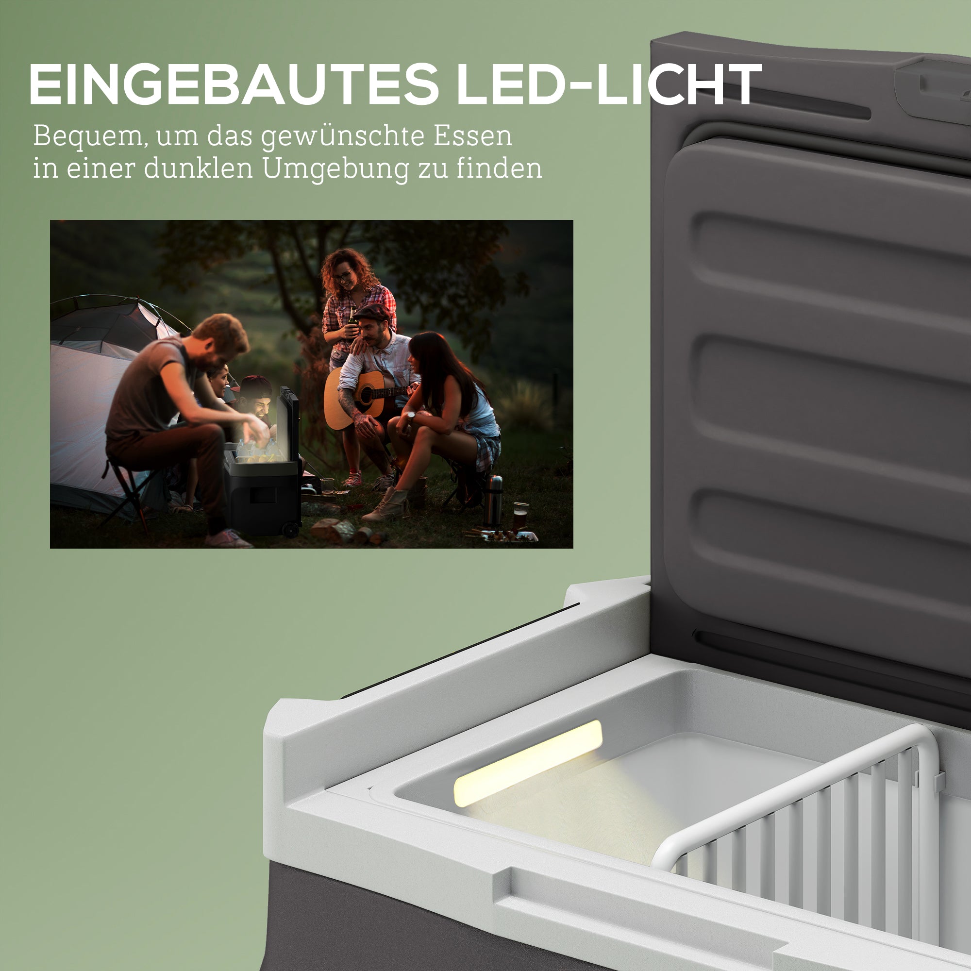 Outsunny 30 Liter Kompressor Kühlbox elektrische Kühlbox mit LED ECO Modus Anschluss Kühlhaltefunktion Schwarz