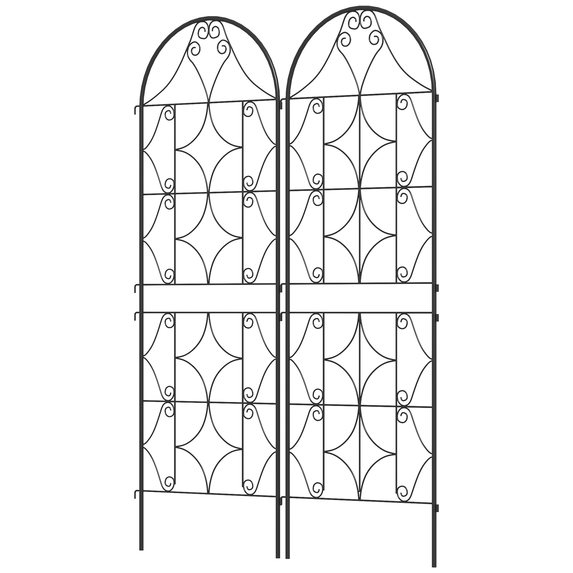 Outsunny Rankgitter Metall 2er Set zum Stecken rostfrei Rankhilfe für Kletterpflanzen 50x150 cm Schwarz