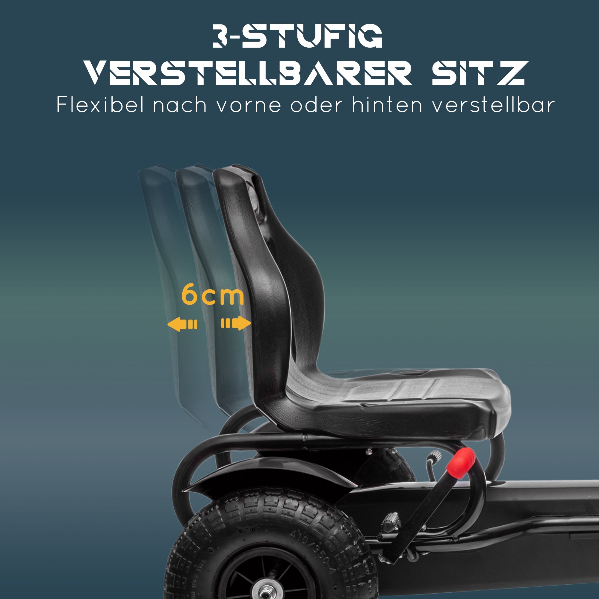 HOMCOM Kinder-Gokart, verstellbarer Sitz, Handbremse, ab 5 Jahren, 121 x 58 x 61 cm, Schwarz