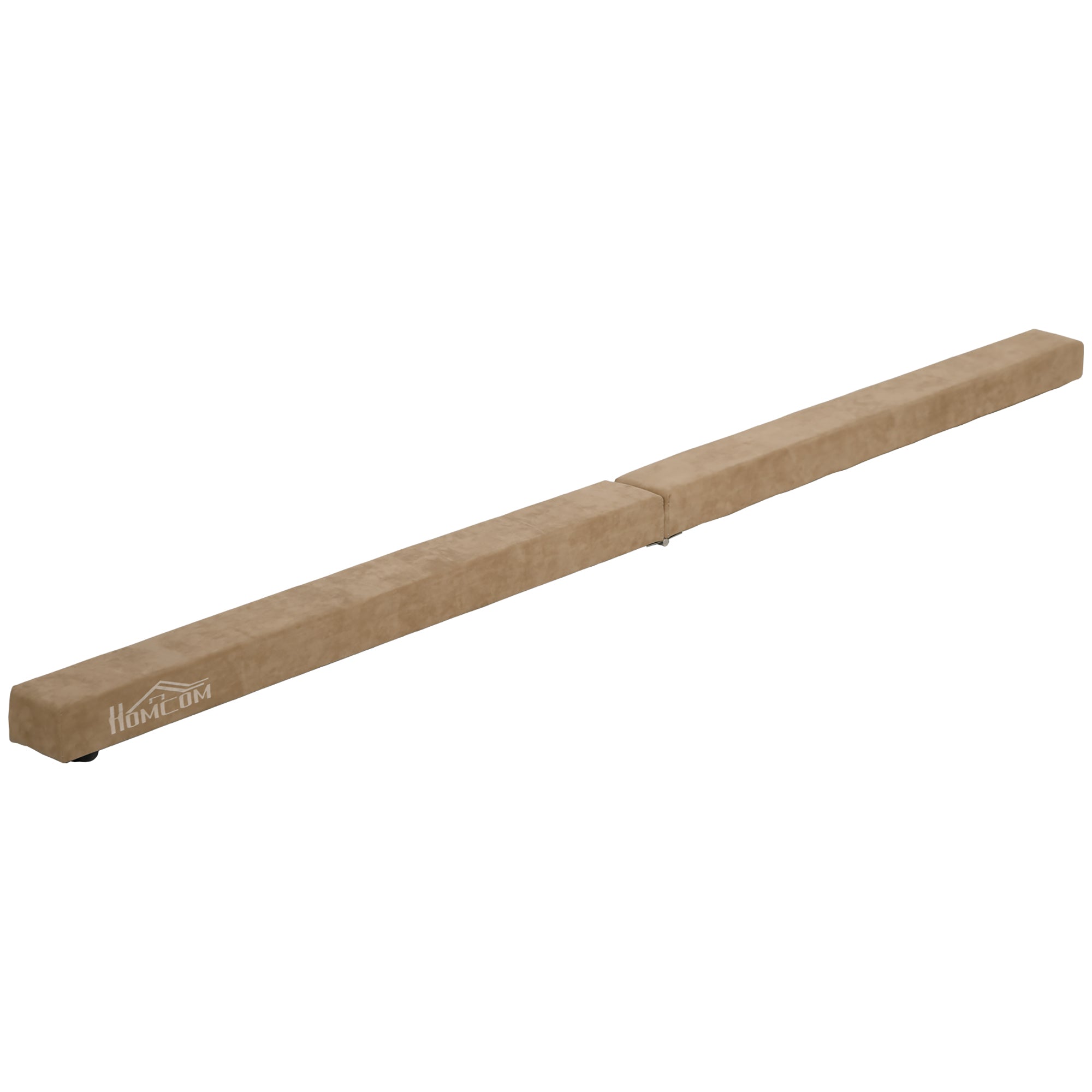 HOMCOM Faltbarer Schwebebalken, rutschfest, Wildlederbezug, robustes Holz, 210 x 10 x 6,5 cm, Braun