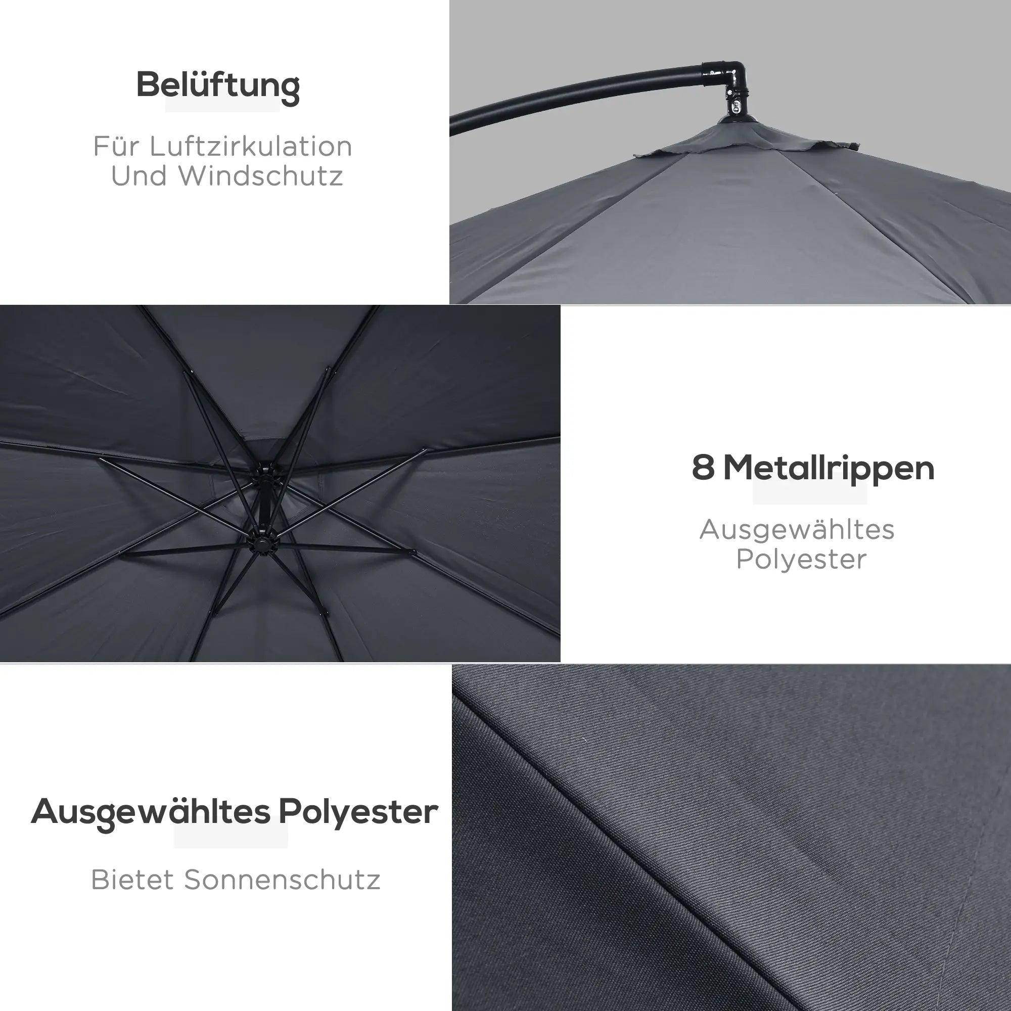 Outsunny Ampelschirm 295×295?cm mit Moskitonetz
