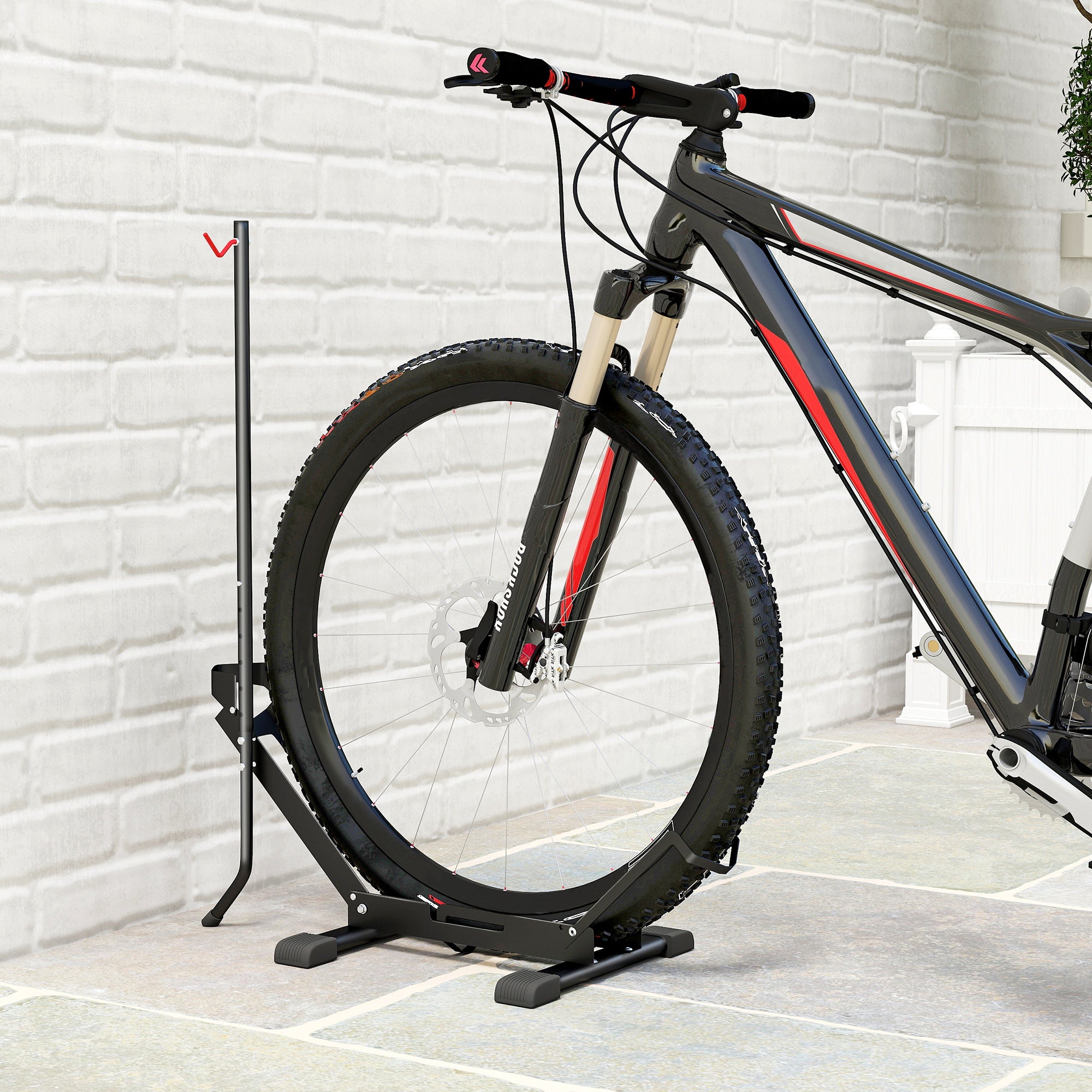 SPORTNOW Fahrradständer für Fahrräder Stahl Fahrradhalter mit 80 mm Reifenbreiten 75 x 41 x 81H cm Schwarz