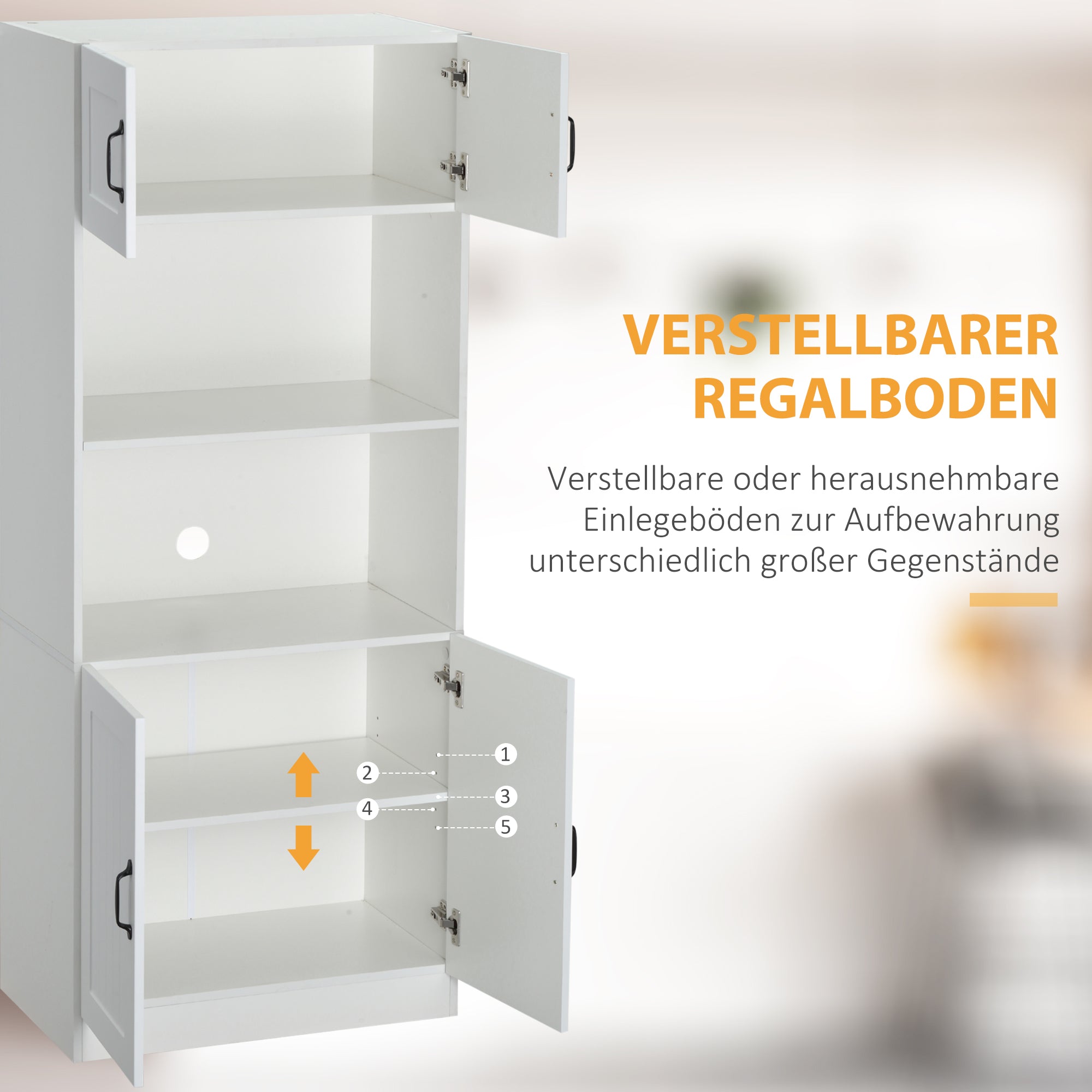 HOMCOM Küchenschrank Küchenbüffet Schrank, Landhausstil, 2 Schränke, 2 Regale,  70 cm x 40 cm x 170 cm Weiß + Schwarz