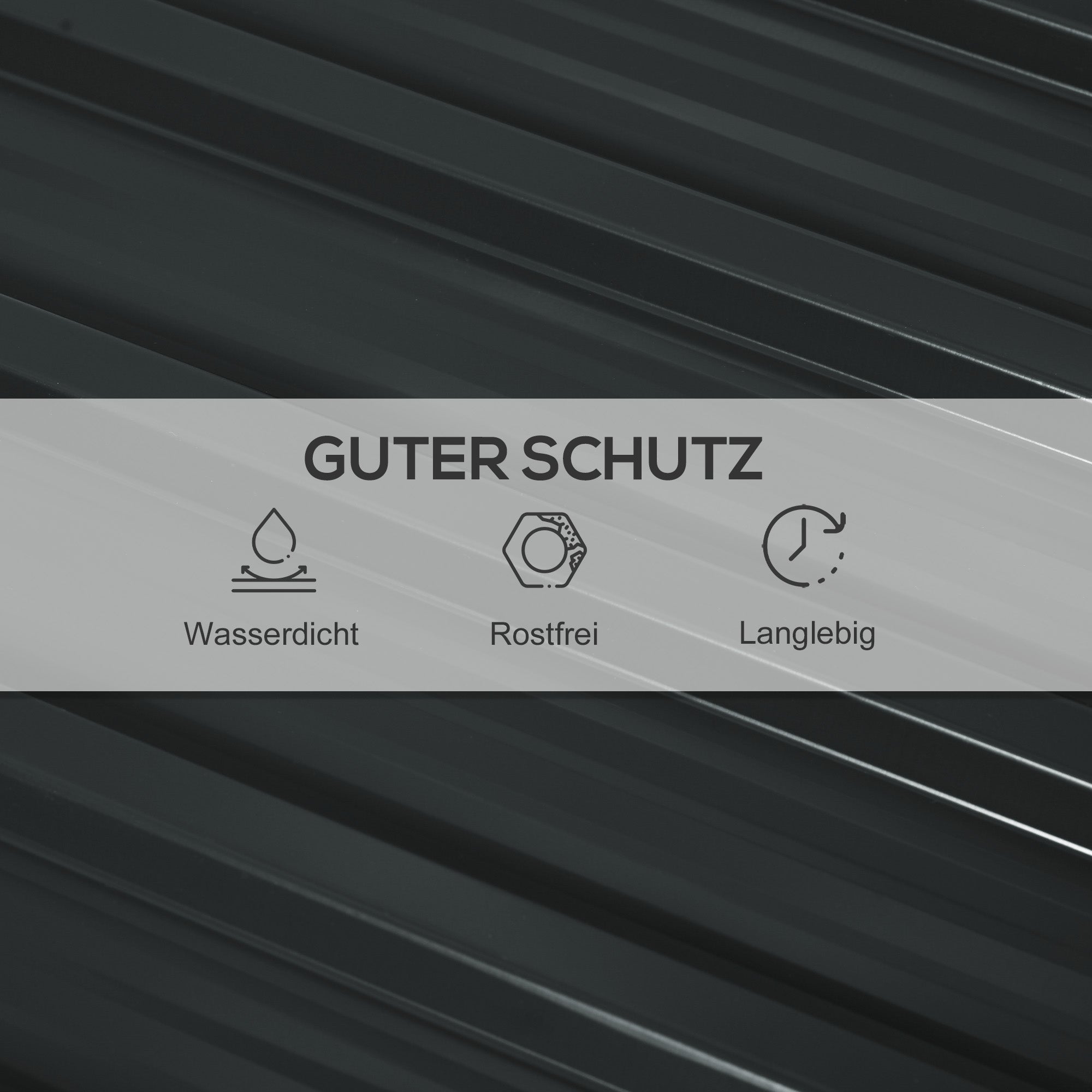 Outsunny 12 Stück Trapezblech 129x45cm 7m² Verzinkt Dachblech 0,25 mm Wetterfest Profilblech Dunkelgrau