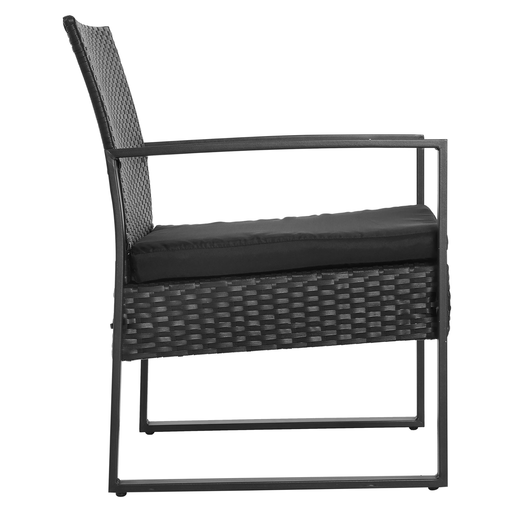 Outsunny Polyrattan Gartenset für 2 Personen Balkonmöbel Set mit Kissen Schwarz