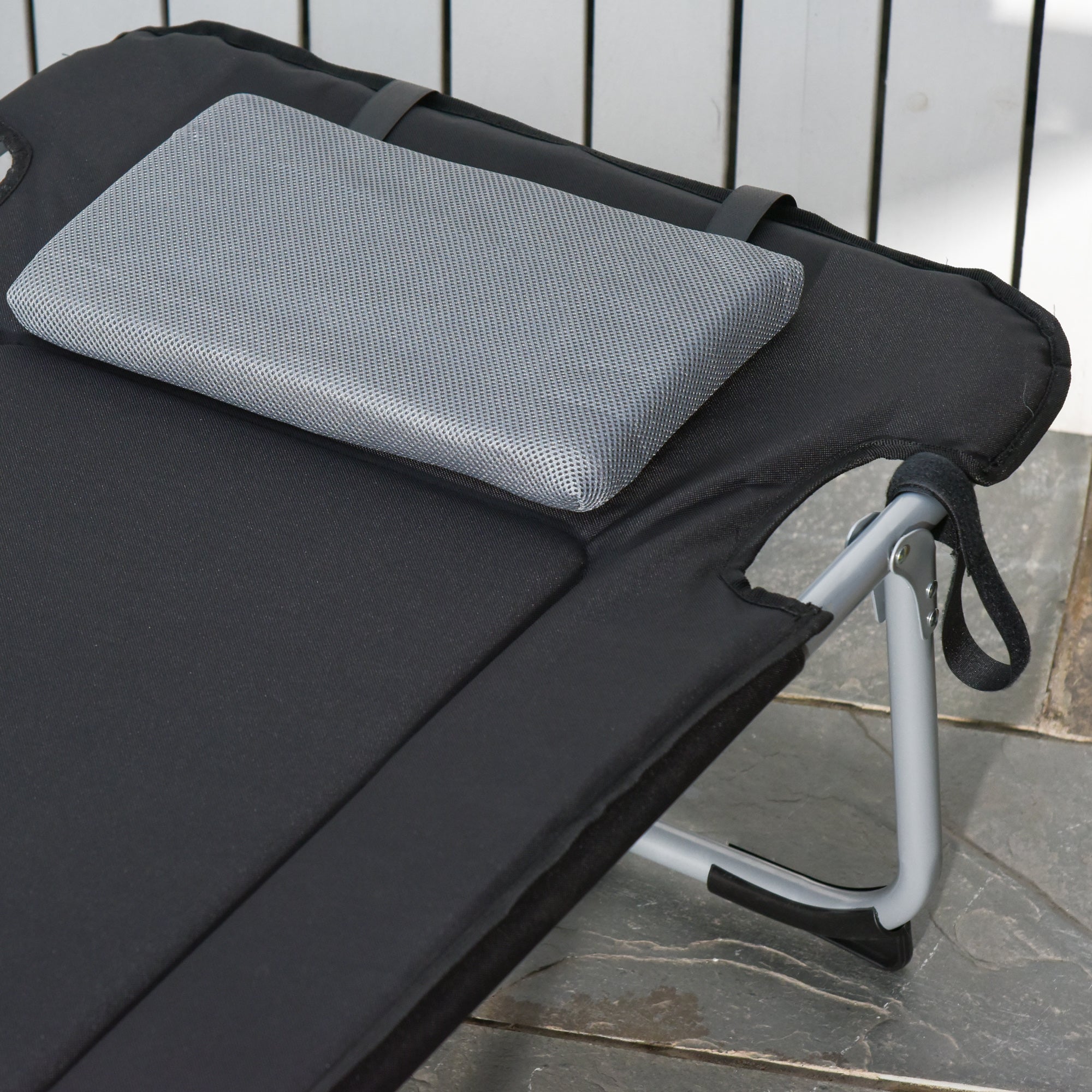 Outsunny Campingbett Feldbett Klappbett mit Kissen Campingliege für Outdoor Camping Reisen  183 x 66 x 33 cm