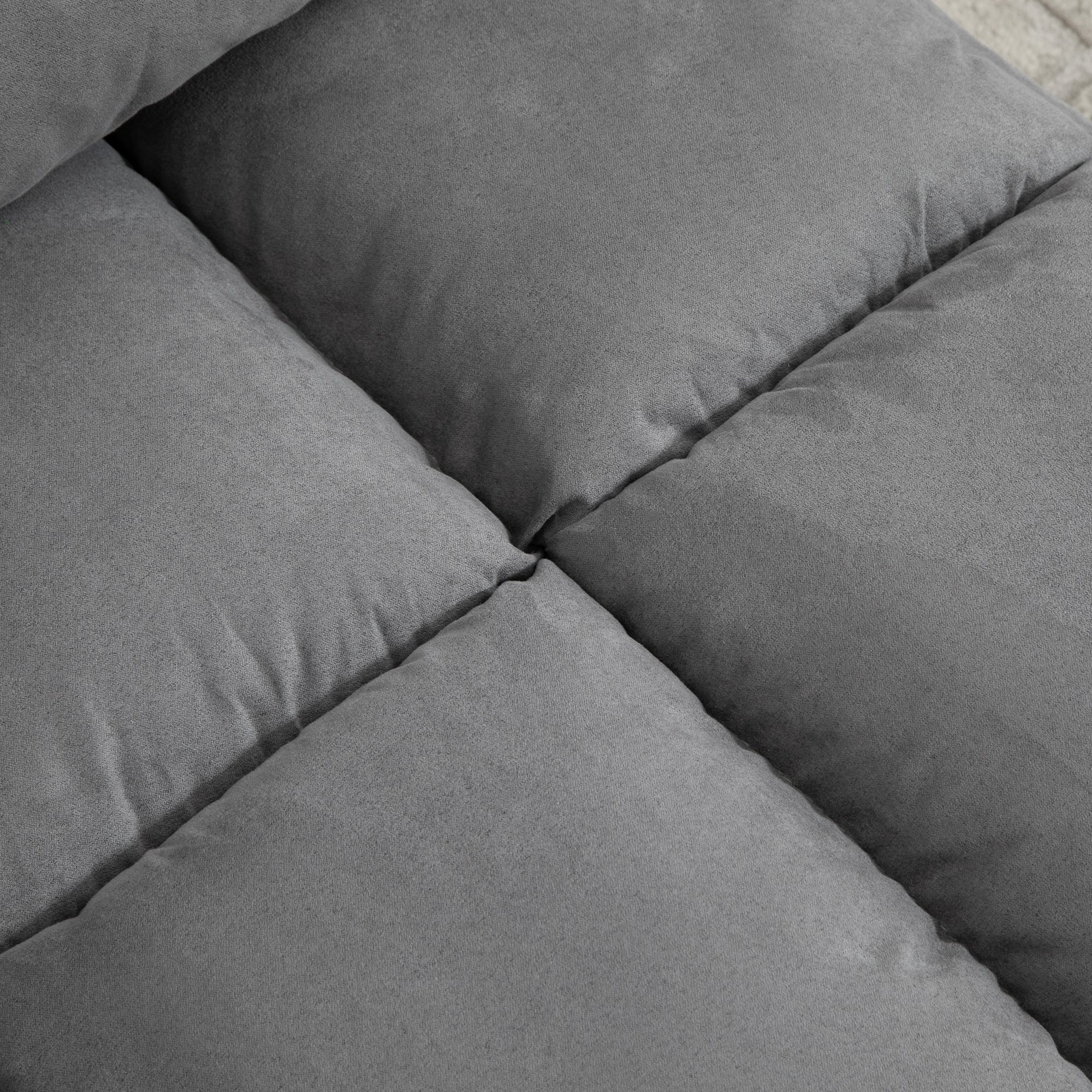 HOMCOM Bodenstuhl 2-in-1 Bodensessel Bett mit Rückenlehne 3 Positionen Verstellbare Sitzkissen Grau Samt Metall 102 x 73 x 60 cm