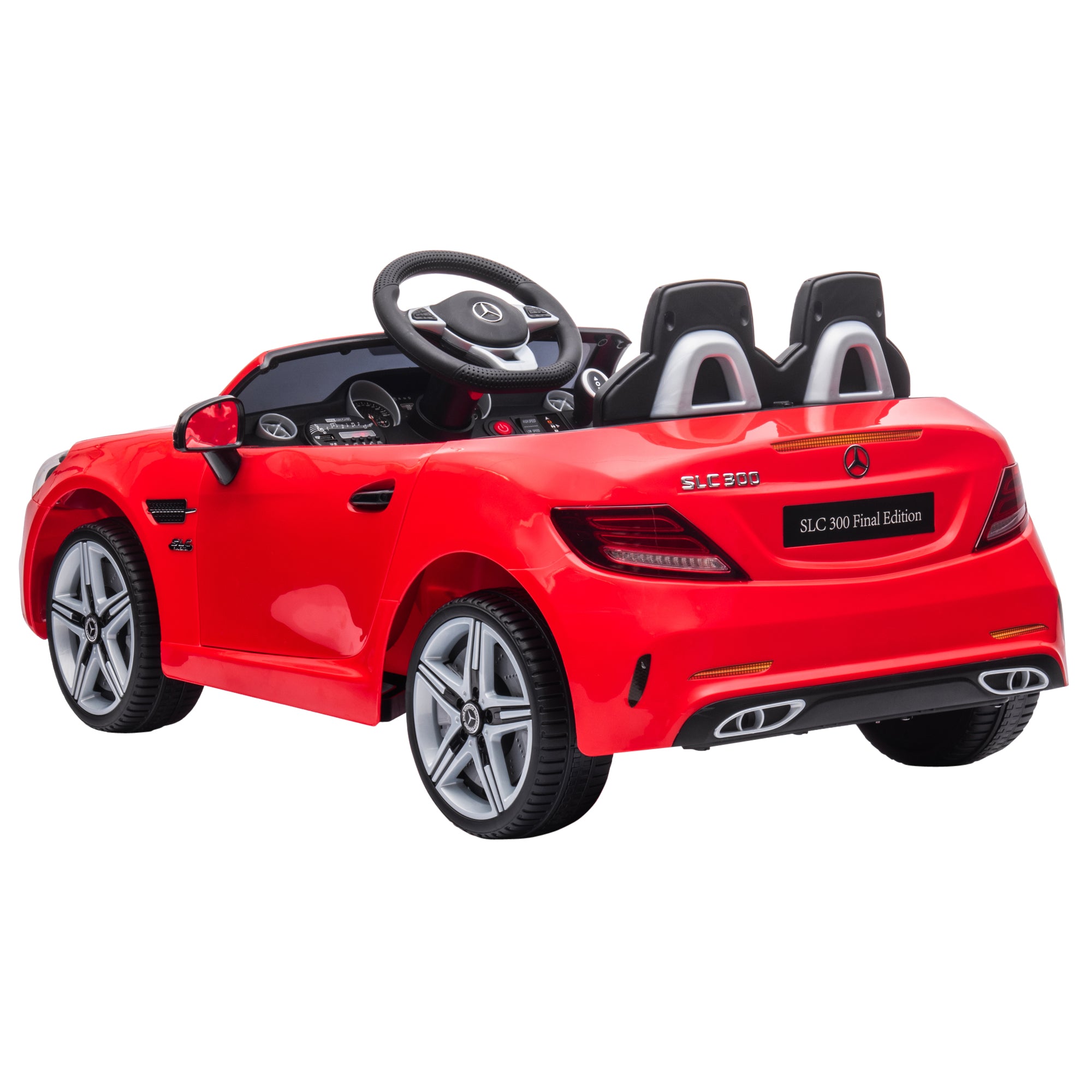 AIYAPLAY Kinder-Elektroauto mit LED-Scheinwerfern, Sicherheitsgurt, Hupe, Musik, 3-5 km/h, 3-6 Jahre, Rot
