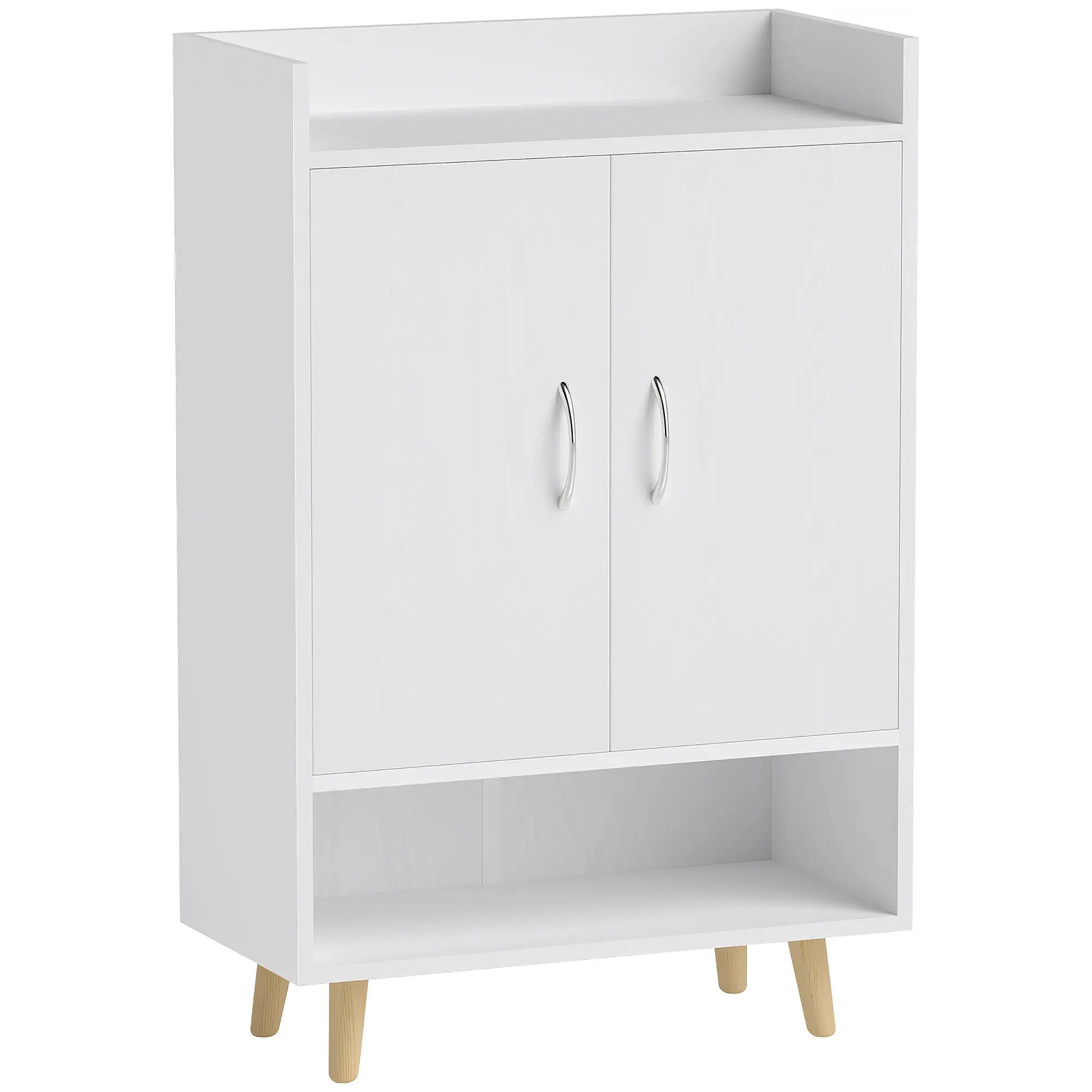 HOMCOM Schuhschrank, Schuhregal mit Türen und Regalen, für Flur, moderne Schuhkommode, Schuhablagen, 60 x 30 x 92 cm, Weiß