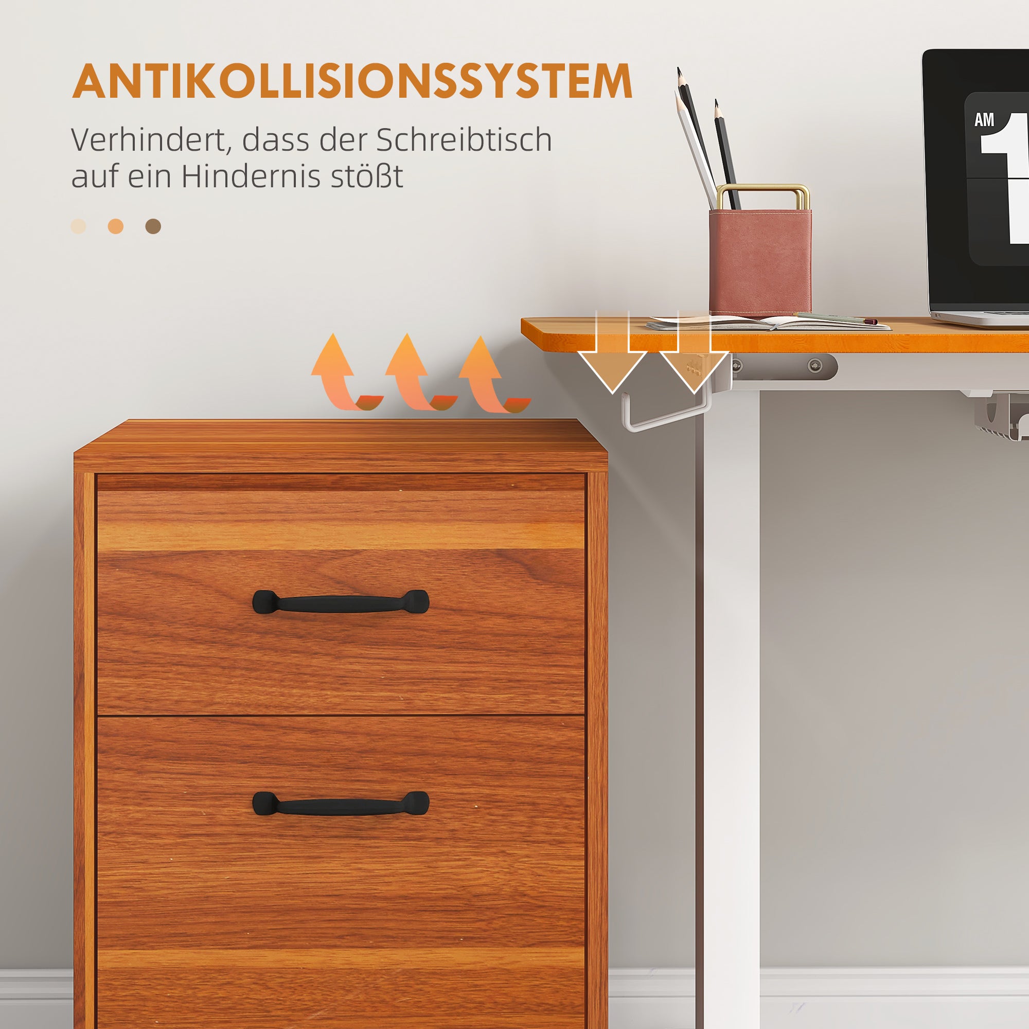 Vinsetto Stehschreibtisch, höhenverstellbar, 120x60x72-116cm, Natur/Weiß