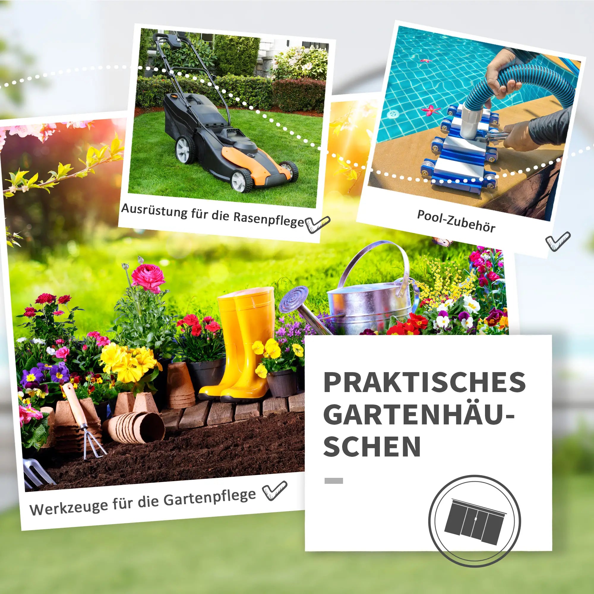 Outsunny Gerätehaus Gartenschuppen wetterfest viel Stauraum Stahl