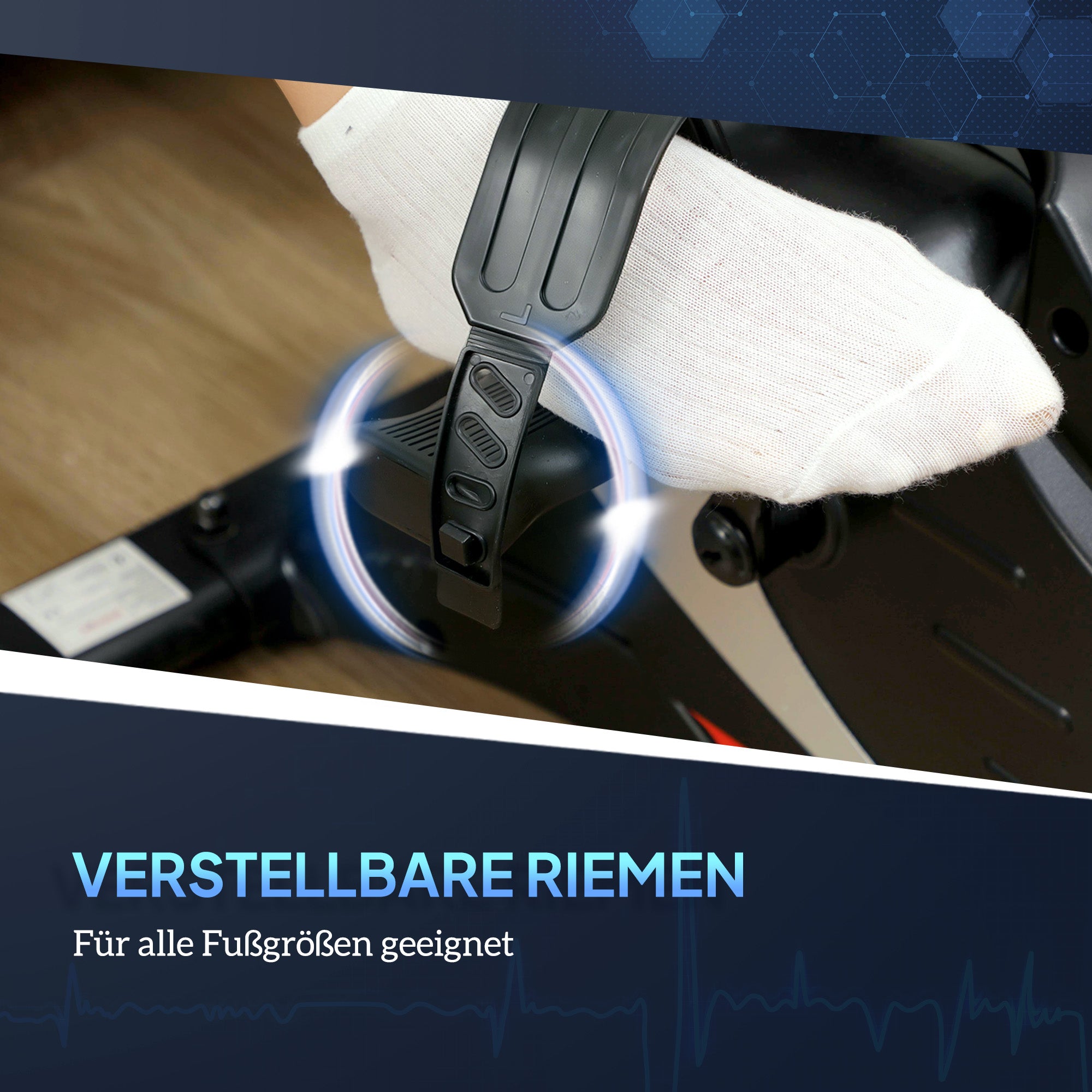 SPORTNOW Mini-Trainingsrad, Fußpedaltrainer, Trainingsgerät mit 8 Widerstandsstufen, LCD-Display, Metall, Kunststoff, Schwarz