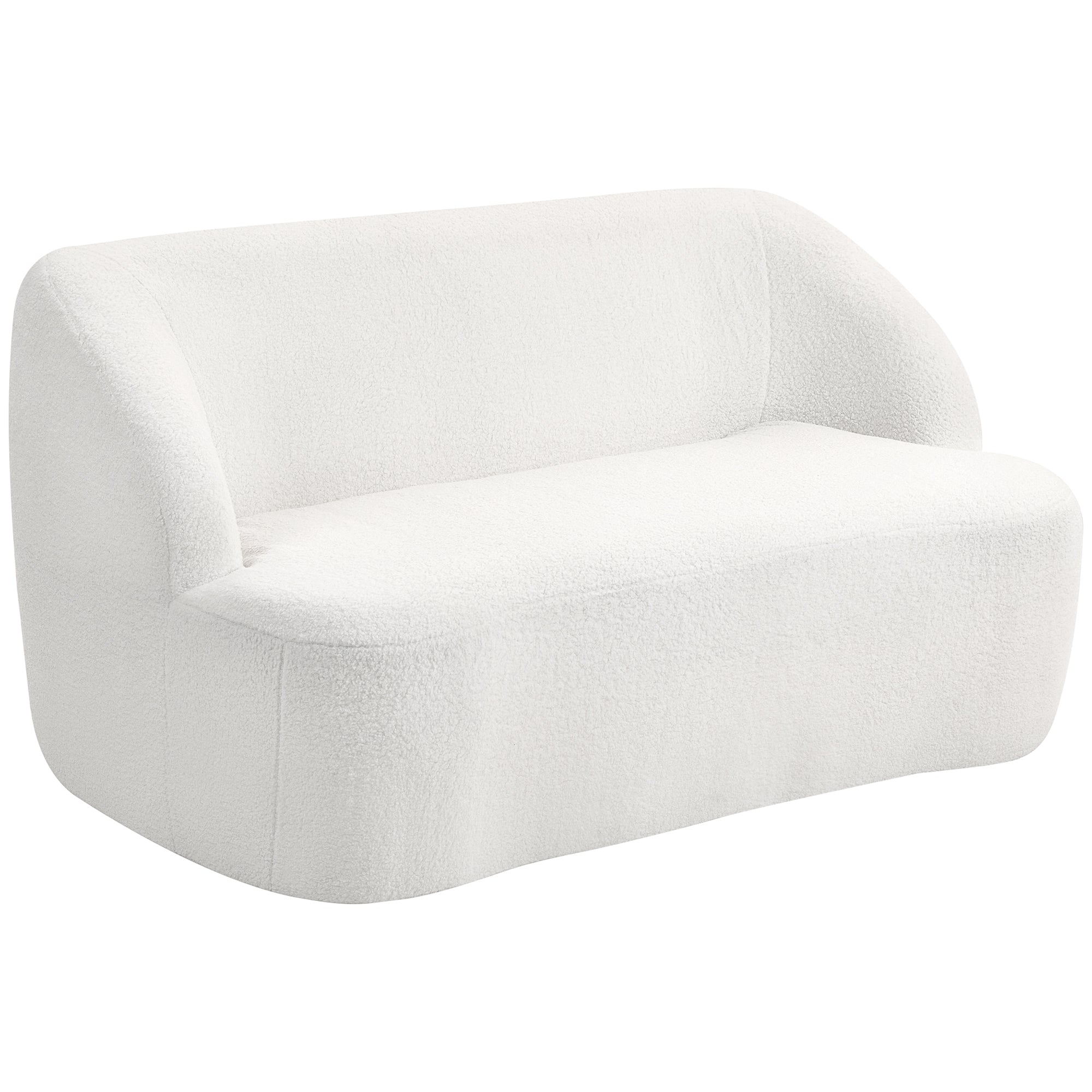 HOMCOM 2-Sitzer-Sofa, geschwungenes Design, Polstersofa mit Fleece-Bezug, für Wohnzimmer, Schlafzimmer, Homeoffice, Cremeweiß