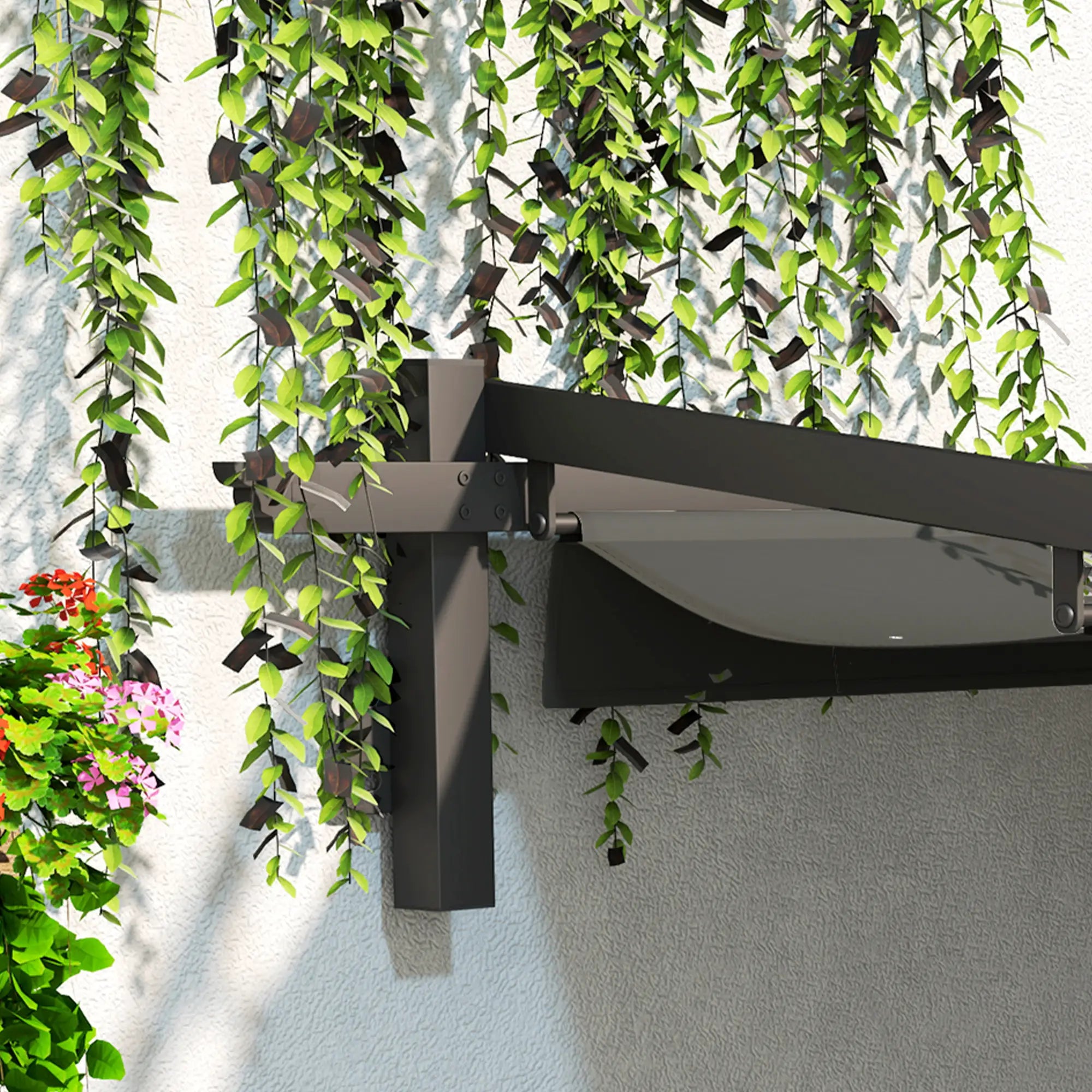 Outsunny Terrassendach 3x3 m Pergola aus Alu mit Schiebedach
