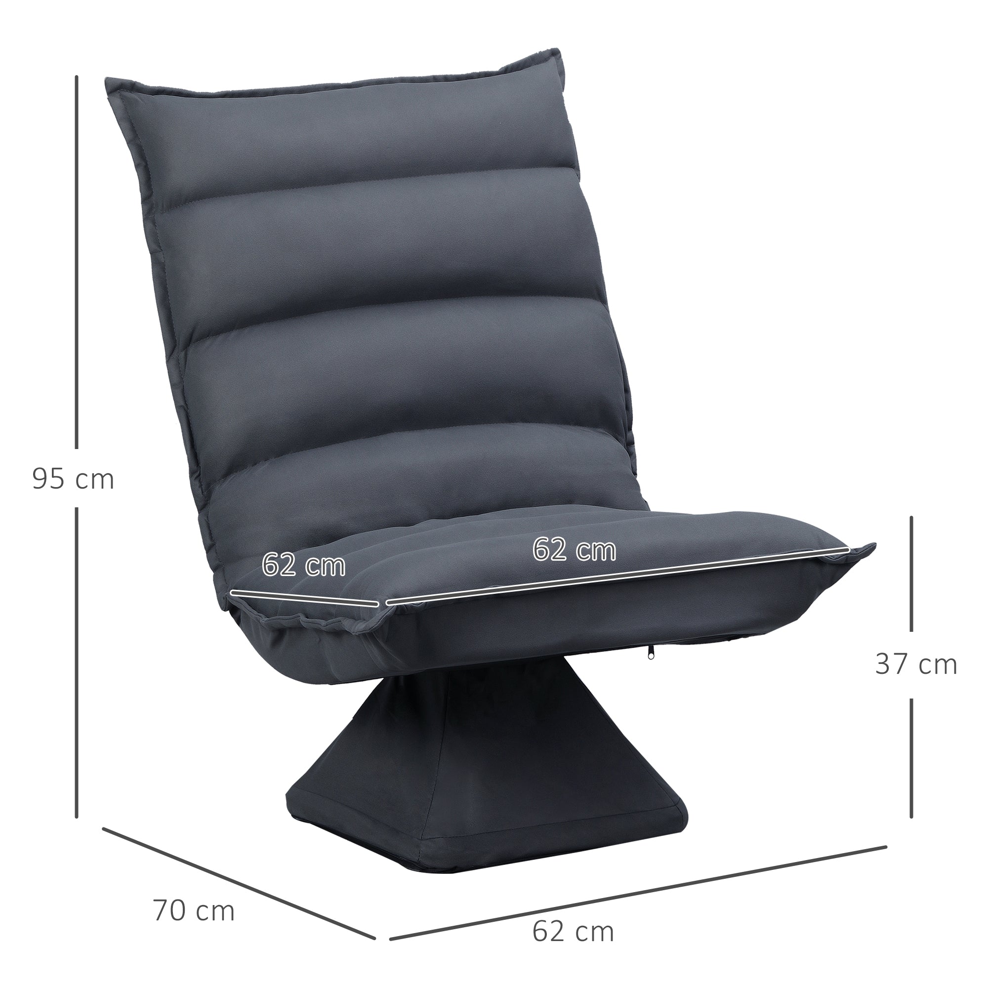 HOMCOM Sessel, drehbarer Sitz, neigbare Rücklehne, weiche Polsterung, atmungsaktiver Bezug, Dunkelgrau, 62 x 70 x 95cm