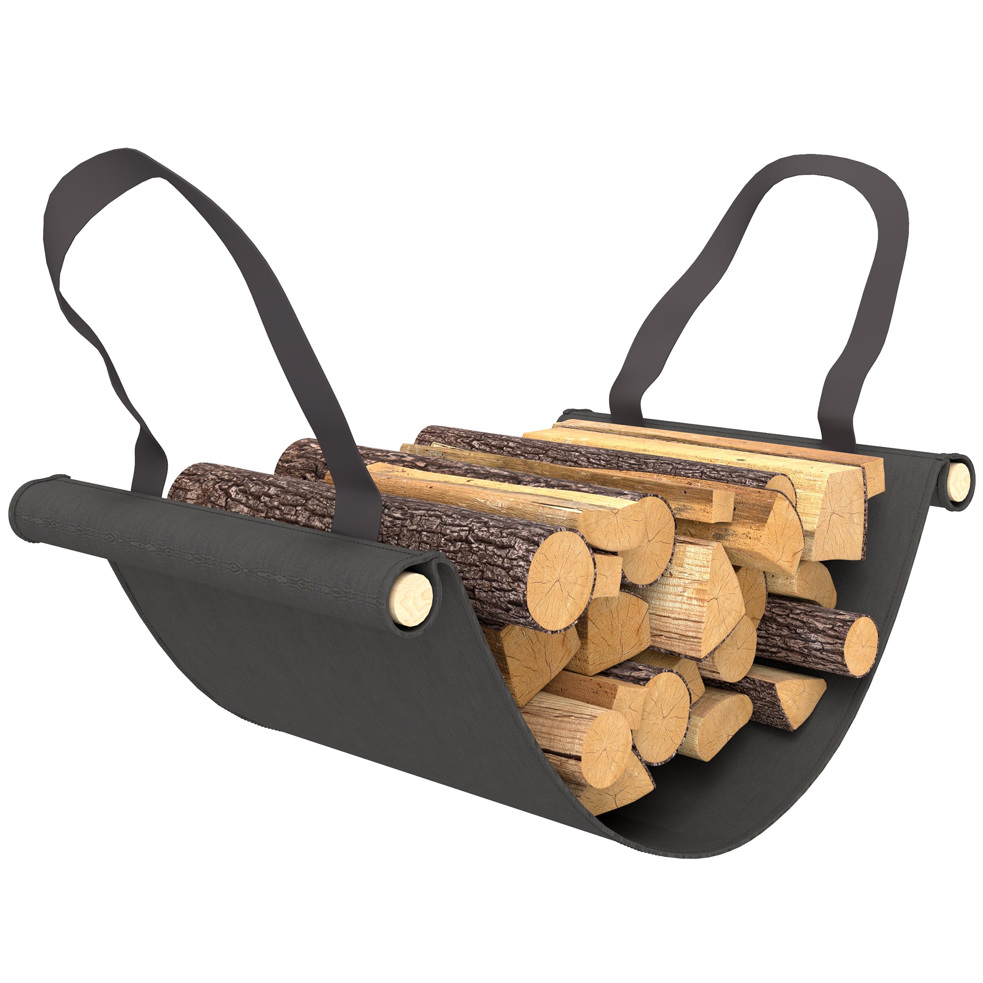 Outsunny Feuerholzgestell, 0,33 m³, mit Tragetasche & Abdeckung, Metallrahmen, bis 150 kg, 120 x 36 x 99 cm, Schwarz