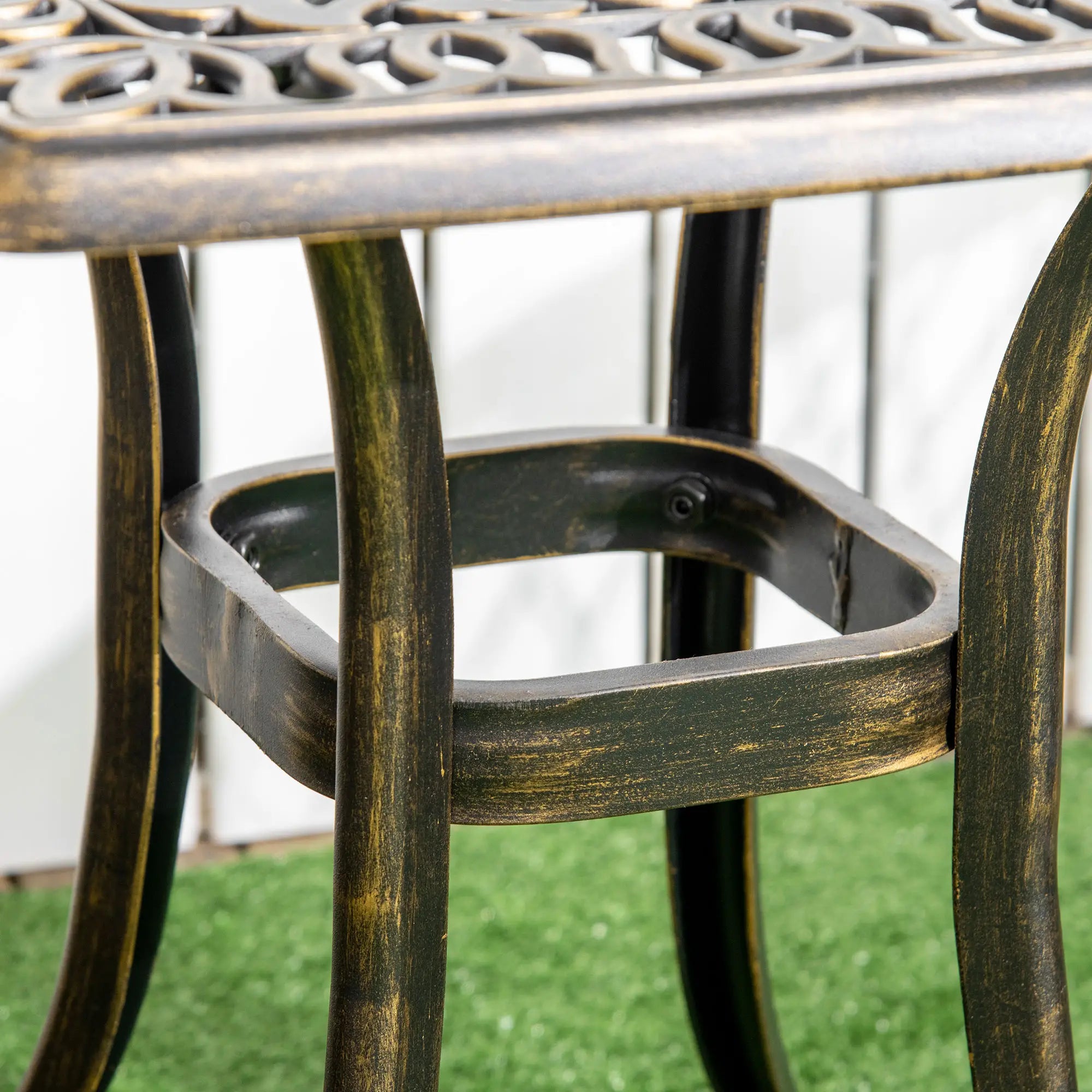 Outsunny Gartentisch Vintage-Look Schirmöffnung Aluminium Bronze