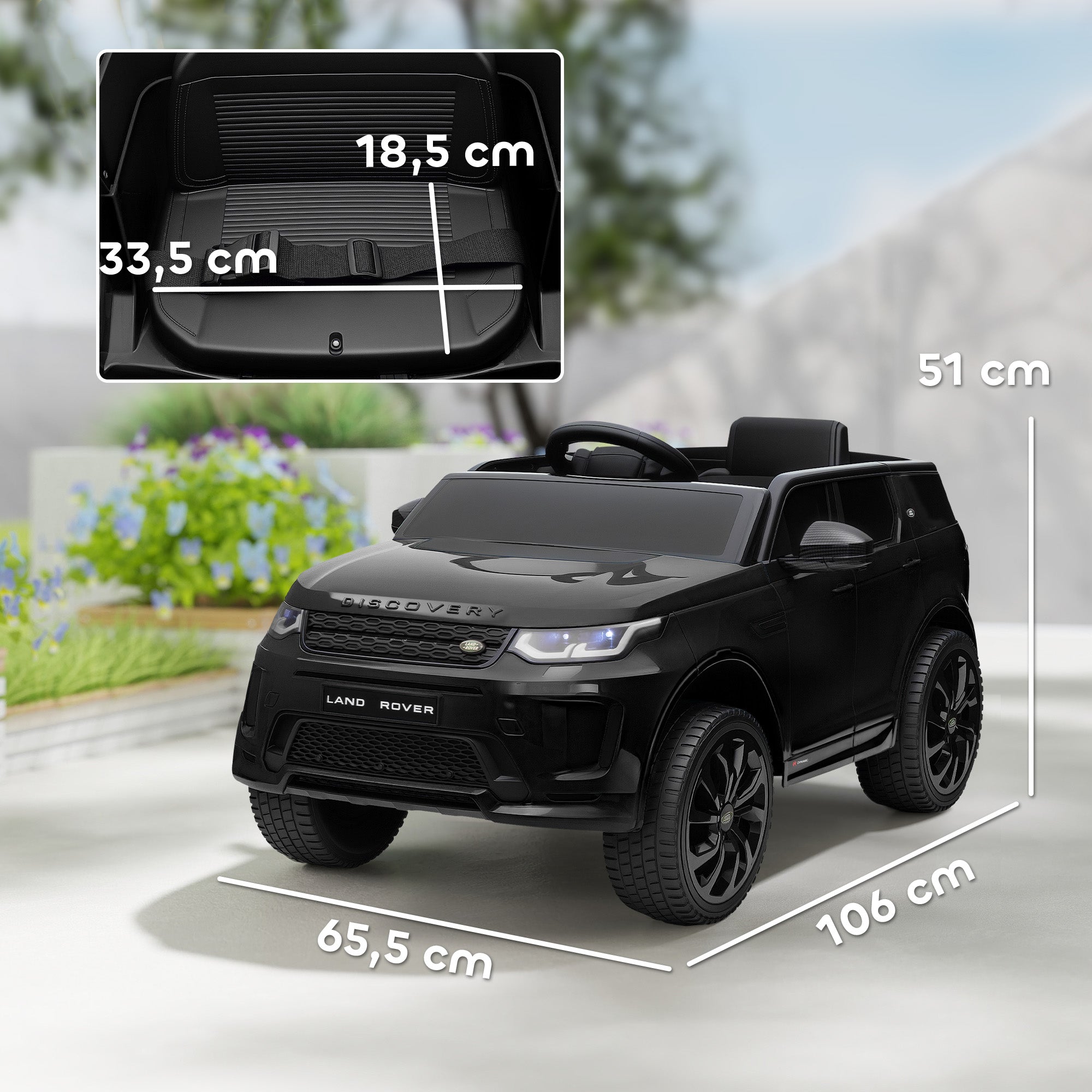 AIYAPLAY Kinder-Elektroauto, 12V Kinderfahrzeug mit Fernbedienung, LED-Lichtern, Musik und Hupe, 3-6 Jahre, Schwarz