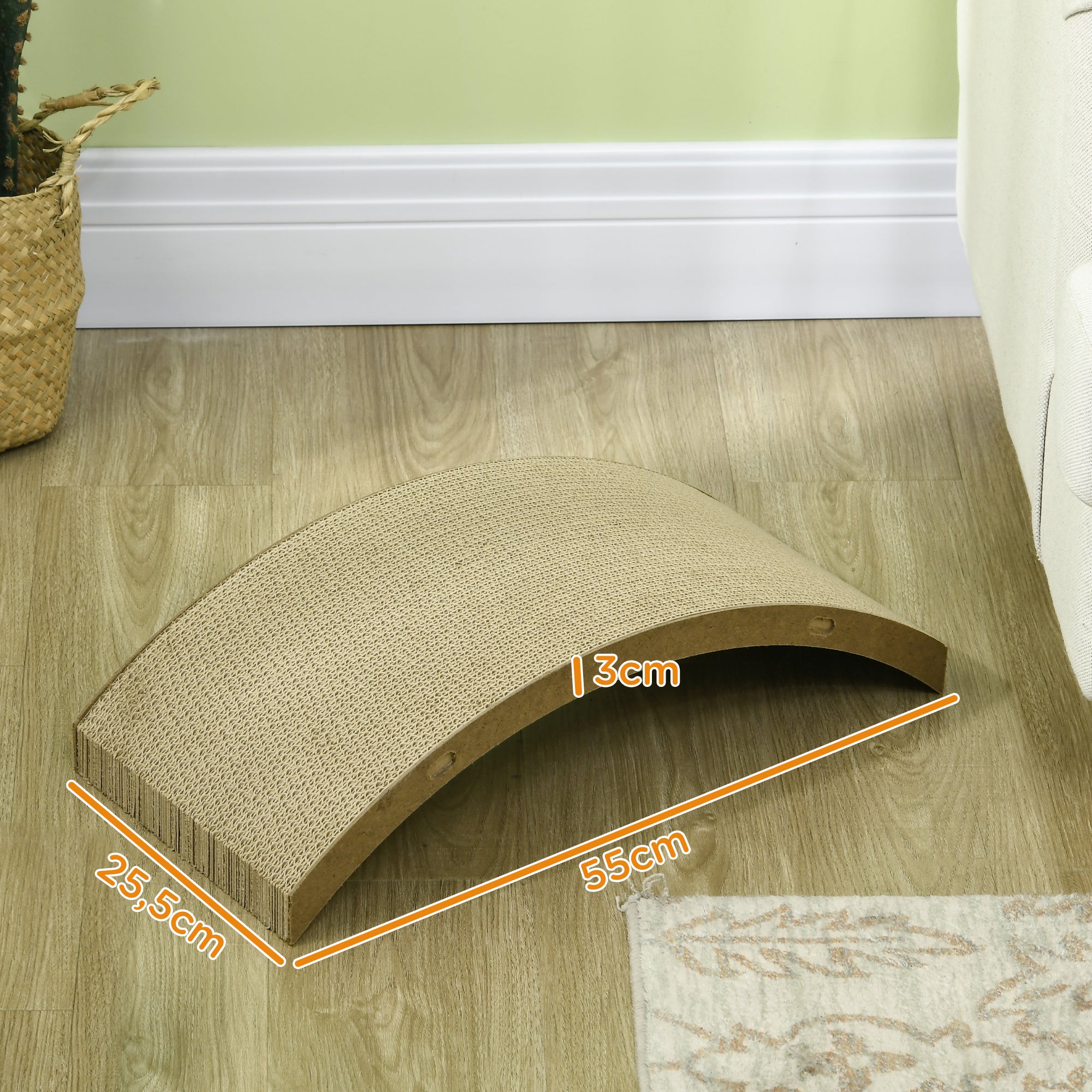 PawHut Kratzbrett-Set für Katzenlaufrad, belastbar bis 5kg, 55x25,5x3cm, Braun
