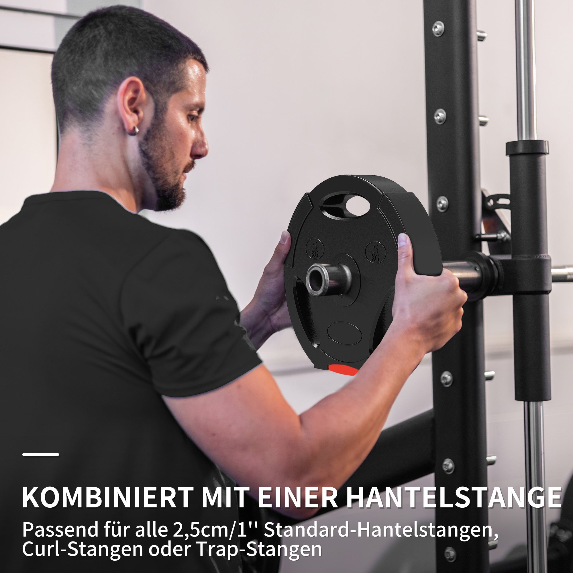 SPORTNOW 4er Gewichtsplatten-Set für Training, Fitnessstudio, Heimtraining, Stärke-Training, 2 x 5 kg und 2 x 2,5 kg, Schwarz