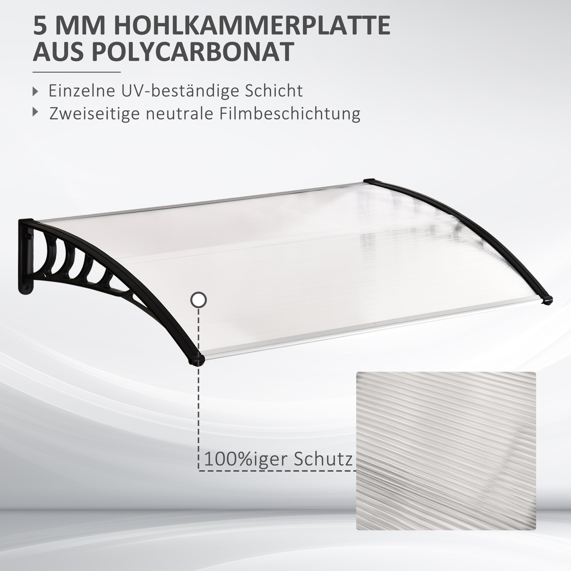 Outsunny Vordach Schutzdach, UV-Beständig, Wasserbeständig, 90x150x25cm , Weiß