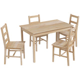 HOMCOM 5-teilige Essgruppe Esstisch mit Stühlen Sitzgruppe, Massivholz, 118 cm x 73 cm x 75 cm, Natur, 118cm x 73cm x 75cm