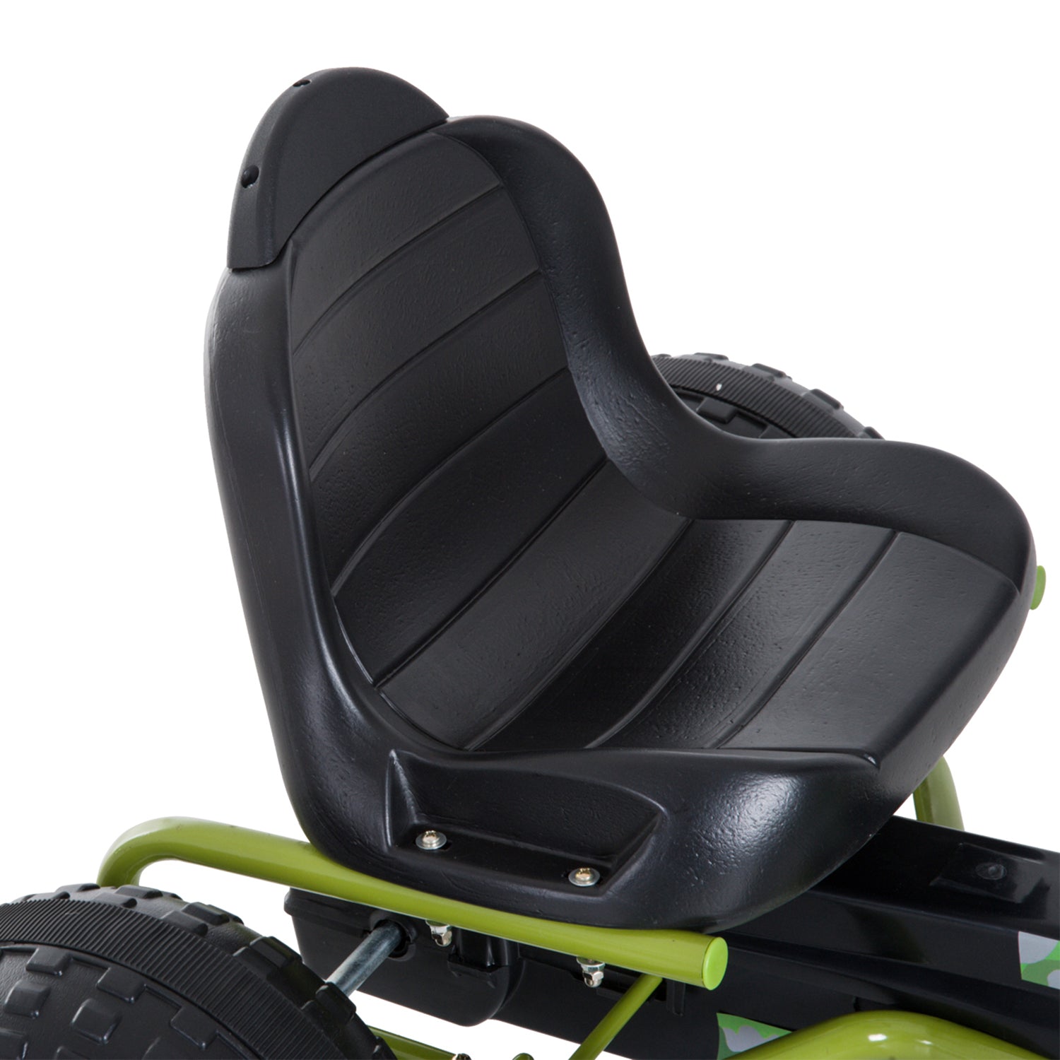 HOMCOM Kinder Go Kart Tretauto Tretfahrzeug Kinderfahrzeug mit Verstellbarem Sitz Pedalfahrzeug mit Handbremse ab 3 Jahren Grün 95 x 66,5 x 57cm