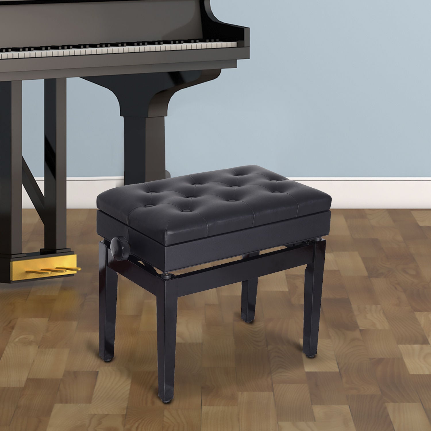 HOMCOM Klavierhocker Klavierbank Klavier Bank Schminkhocker Hocker mit Stauraum höhenverstellbar 54,5 x 33 x 48-58 cm