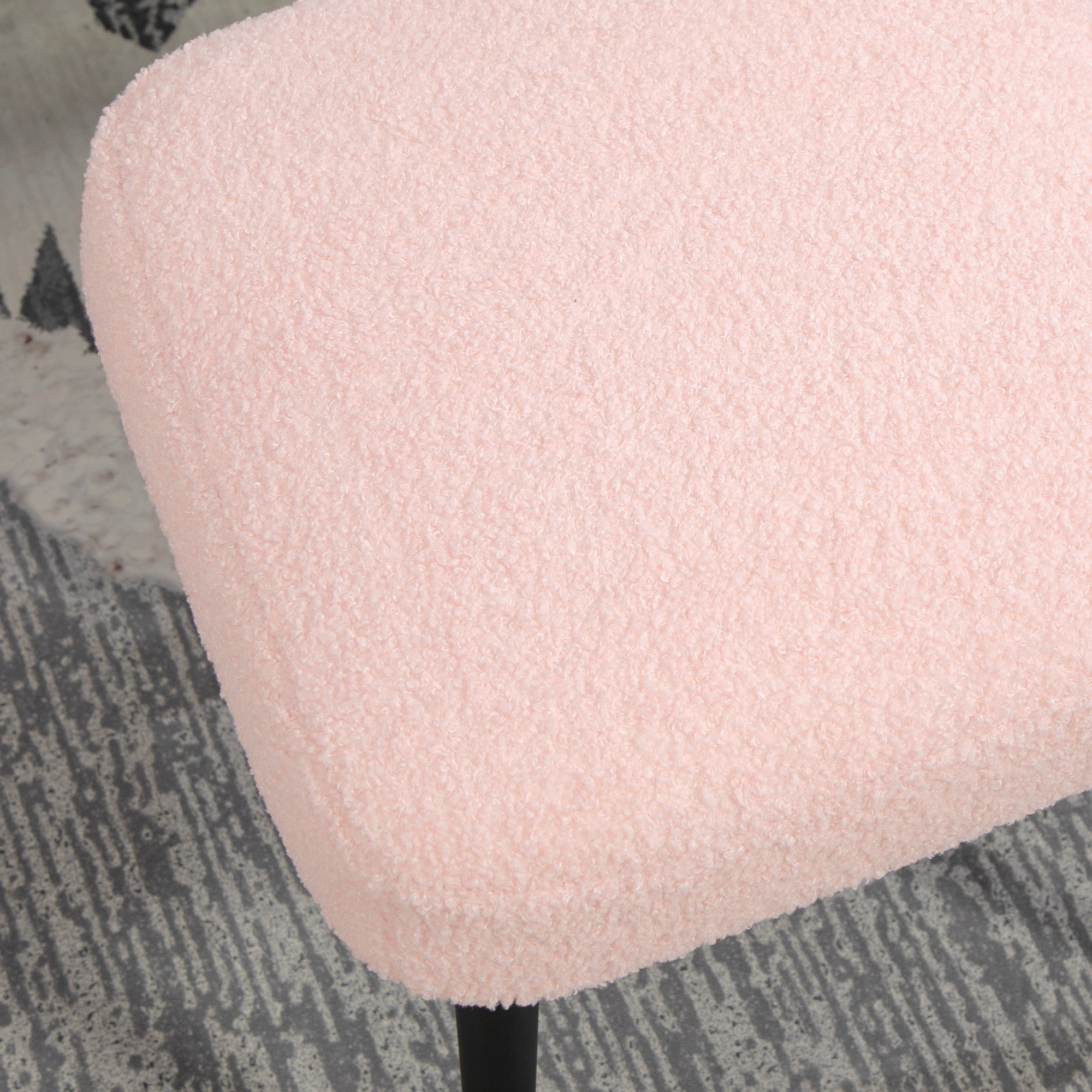 HOMCOM Hocker, Fußstütze, gepolsterter Sitz, Kaschmir-Optik, Stahlbeine, 42 x 42 x 47 cm, Rosa