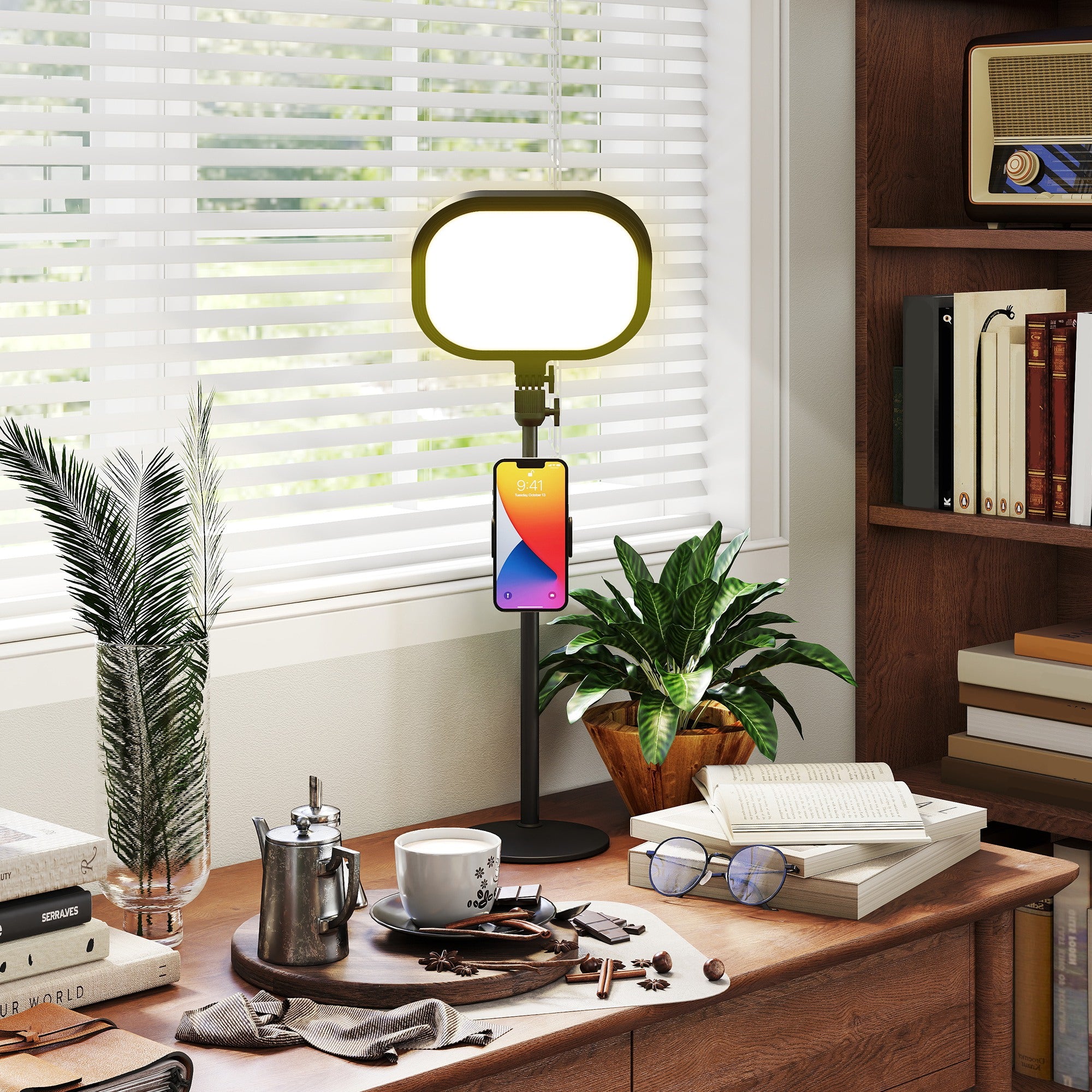 HOMCOM LED-Nachttischlampe, 10 Dimmstufen, 5 Farben, Speicherfunktion, Metall, Schwarz