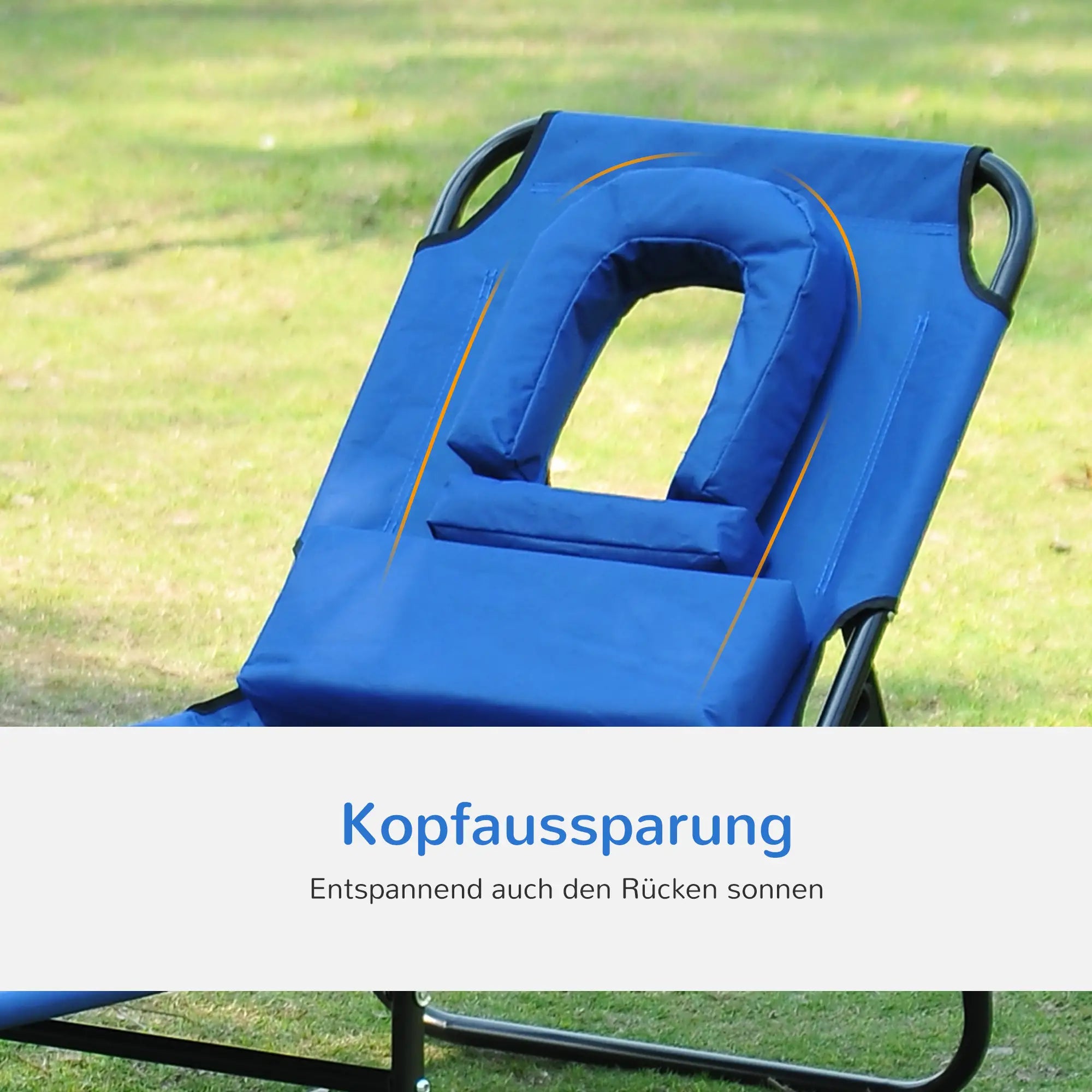 Outsunny Sonnenliege klappbar mit Leseloch Gartenliege Blau