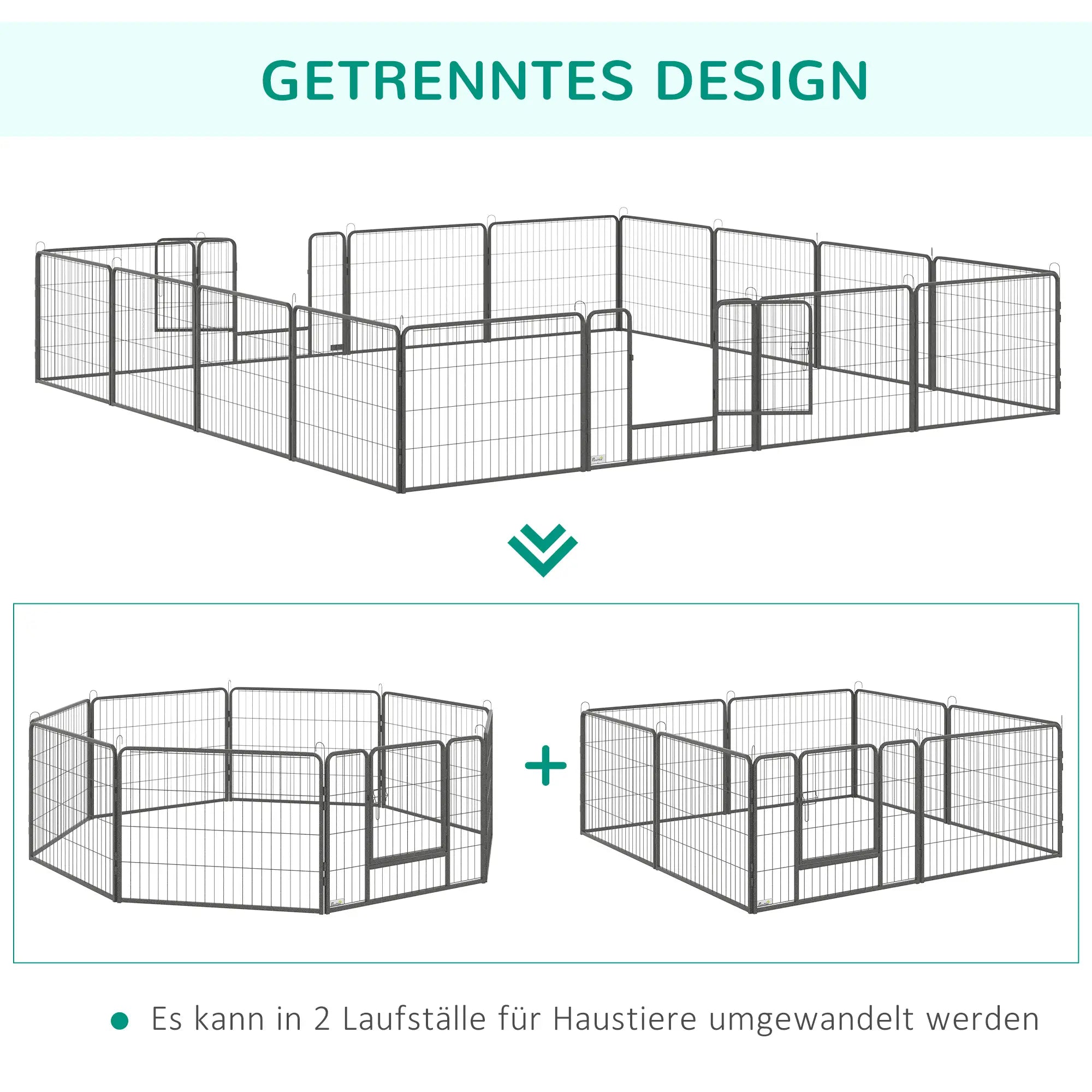 PawHut Hundekäfig Laufstall formbar teilbar Indoor Outdoor