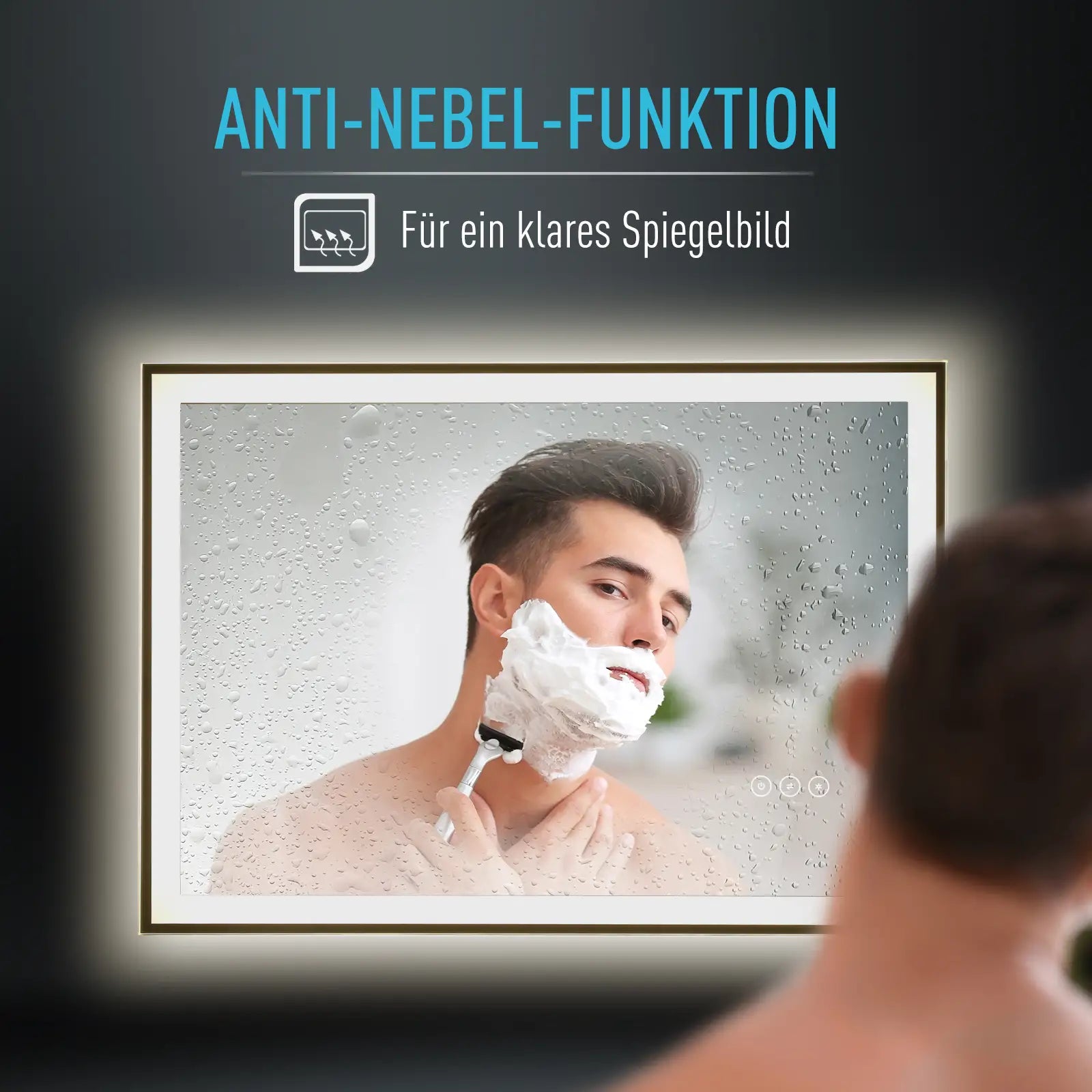 Kleankin Badspiegel LED Nebelfrei 3 Farben Touch kupferfrei