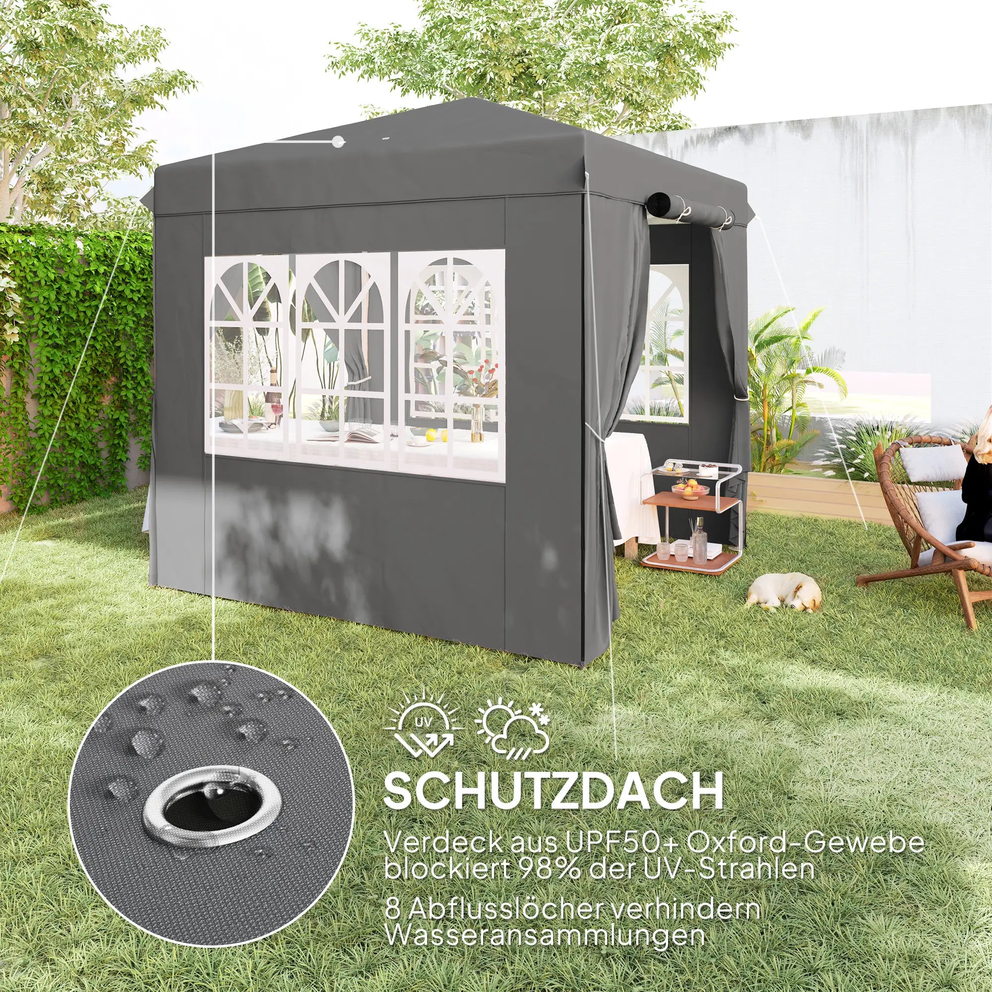 Outsunny Faltpavillon 2,5x2,5?m UV-Schutz 50+ mit Seitenteilen