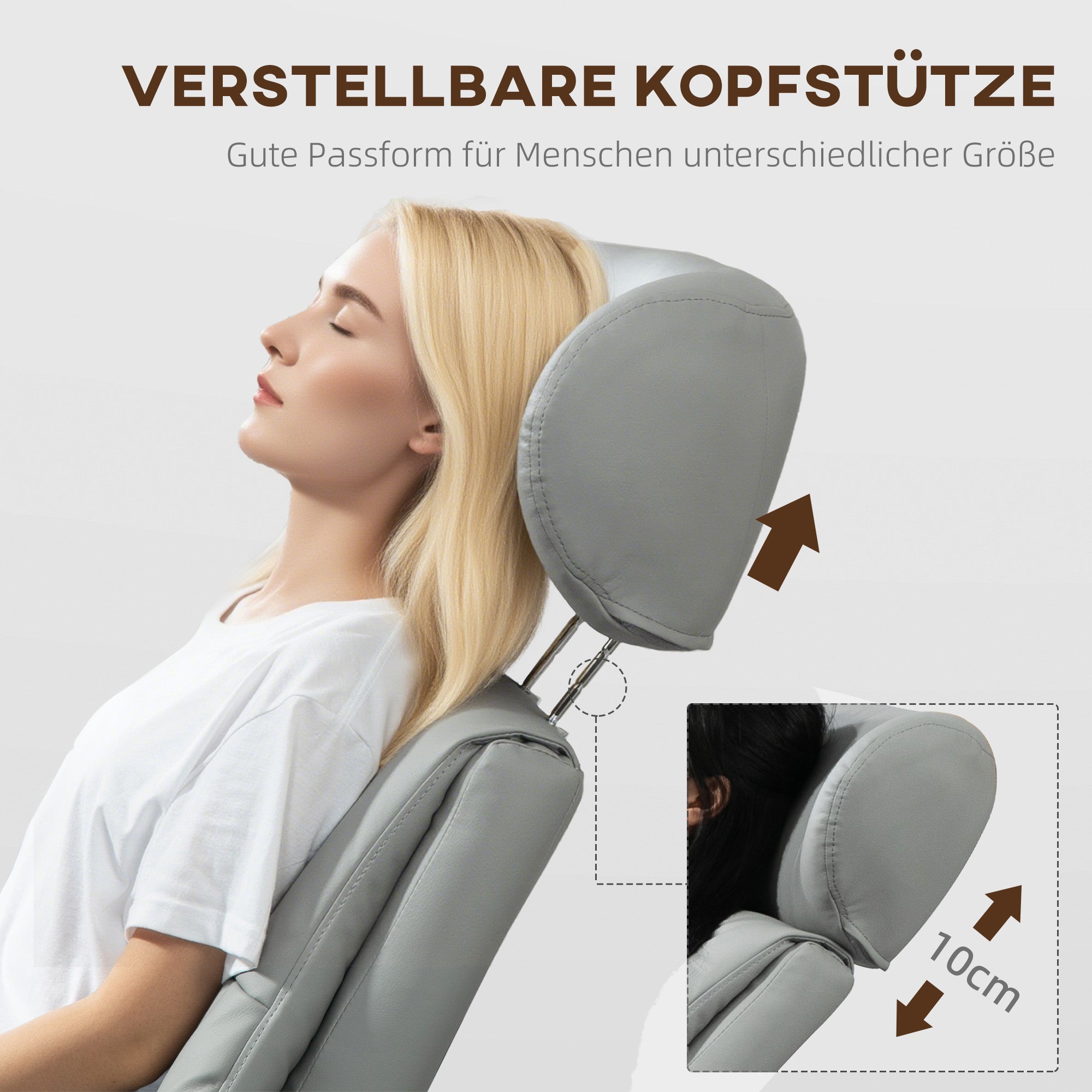 HOMCOM Relaxsessel mit Hocker, Liegefunktion, drehbar, Lederoptik, bis 150 kg, Hellgrau