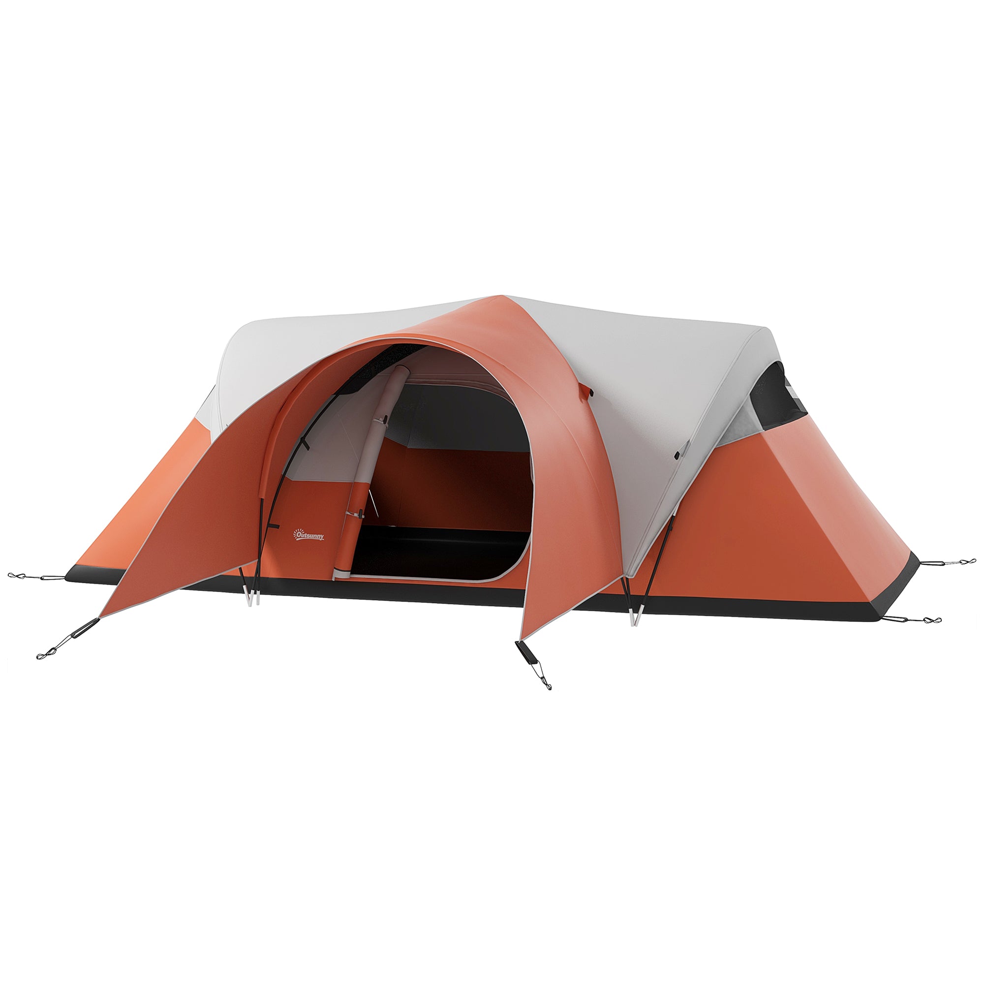 Outsunny Campingzelt für 5-6 Pers., Familienzelt, wasserdicht, mit Vorzelt, 550L x 300B x 198Hcm, Orange