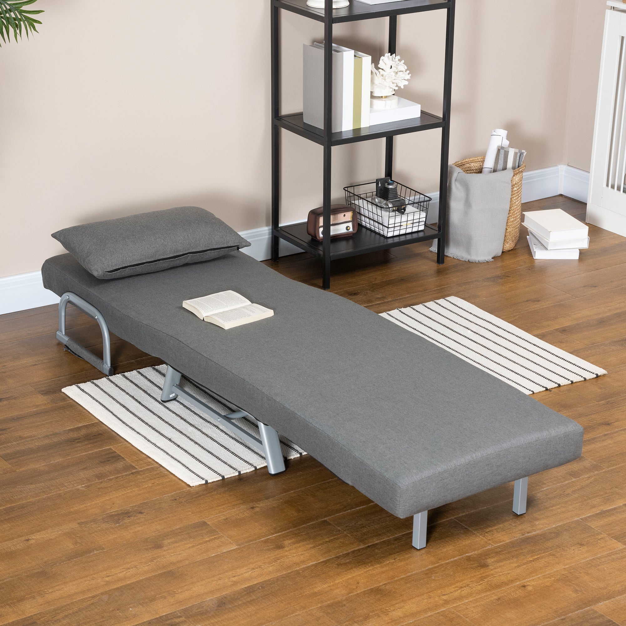 HOMCOM Schlafsessel, Polstersessel, zum Gästebett umwandelbar, ergonomisch, Dunkelgrau