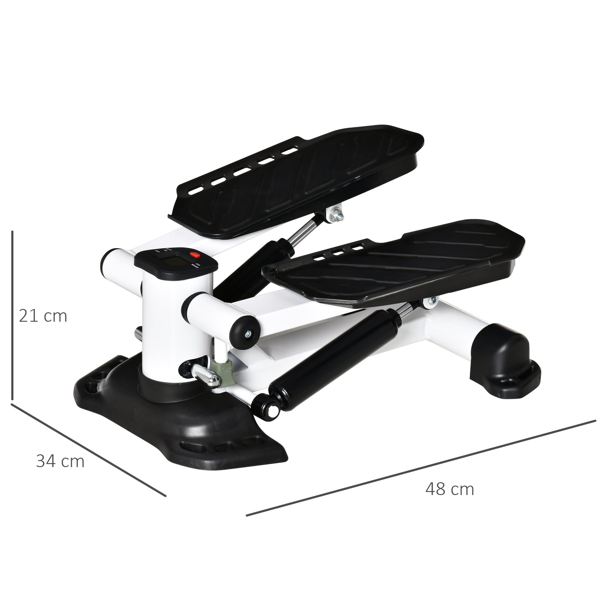 HOMCOM Mini Stepper für Zuhause, Rutschfest Up-Down Stepper mit LCD-Anzeige, Stepper Hometrainer mit zwei großen Pedalen, Stahl, Schwarz