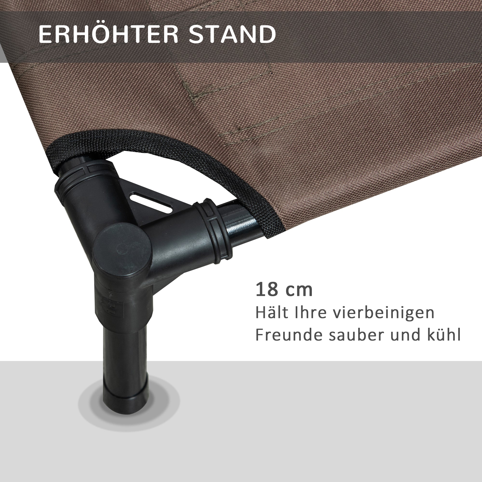 PawHut Hundeliege Outdoor, Erhöhtes Hundebett für Mittelgroße Groß Hunde, stabile Haustierliege mit Waschbares Mesh, Katzenbett Haustierbett Schlafplatz für Draußen Camping, 76 x 61 x 18 cm, Braun