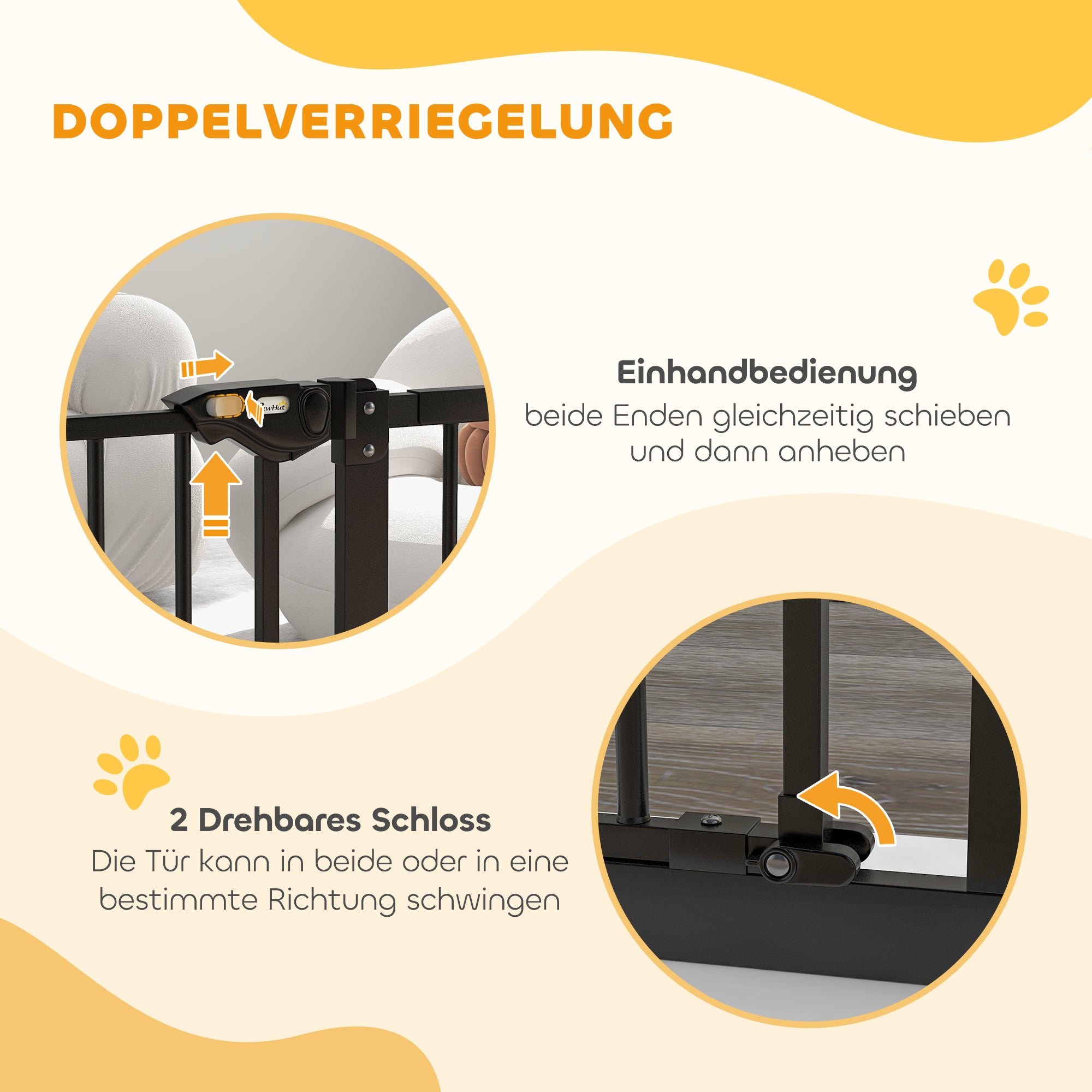 PawHut Türschutzgitter für Hunde, Absperrgitter, Schutzgitter für Haustiere, Metall, Kunststoff, ,74-80/87-94 cm, Schwarz