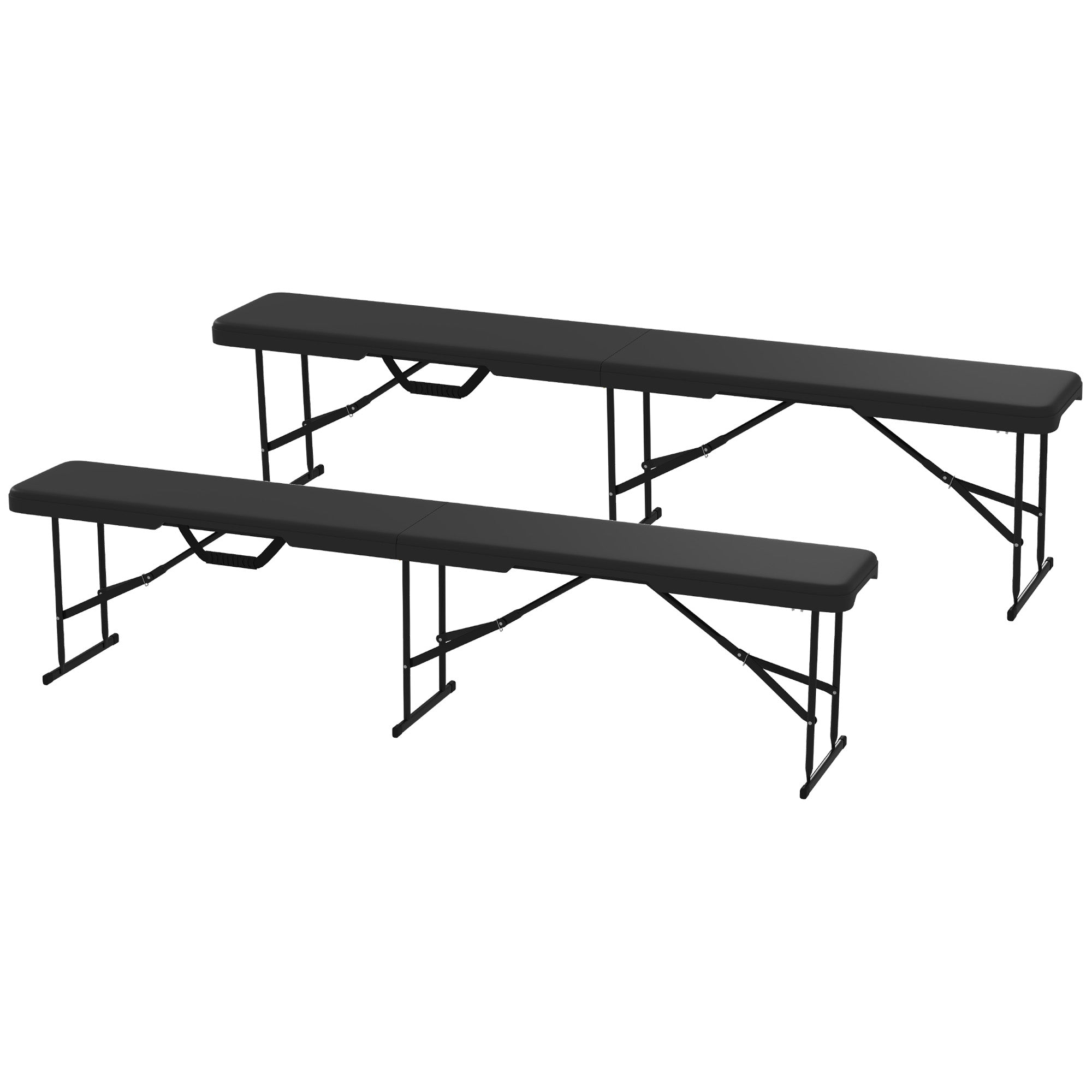 Outsunny Campingbank, Kunststoff-Outdoor-Bank, 240 kg Belastbarkeit, Schwarz