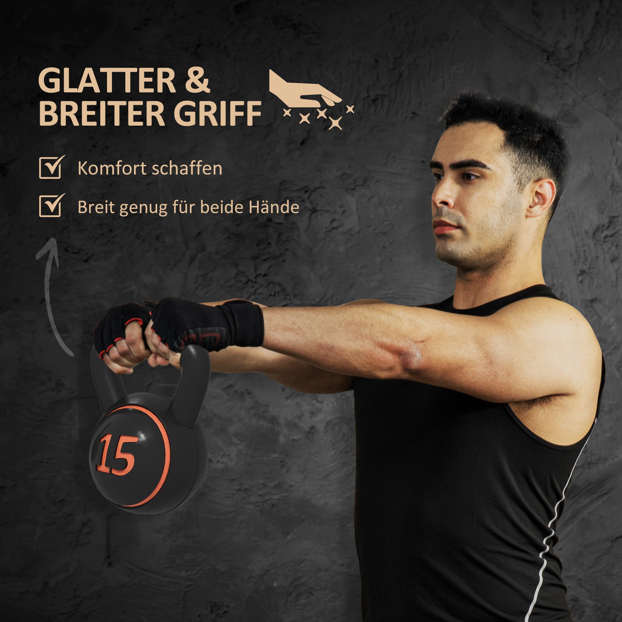 SPORTNOW Kettlebell Set, 3 Kugelhanteln 2,2kg/4,5kg/6,8kg, Kunststoffhülle, Schwarz