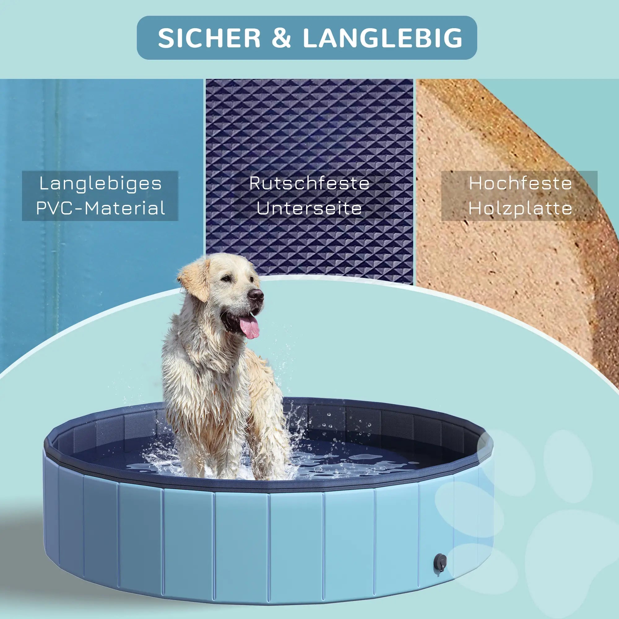 PawHut Hundepool faltbar vielseitig einsetzbar Holz