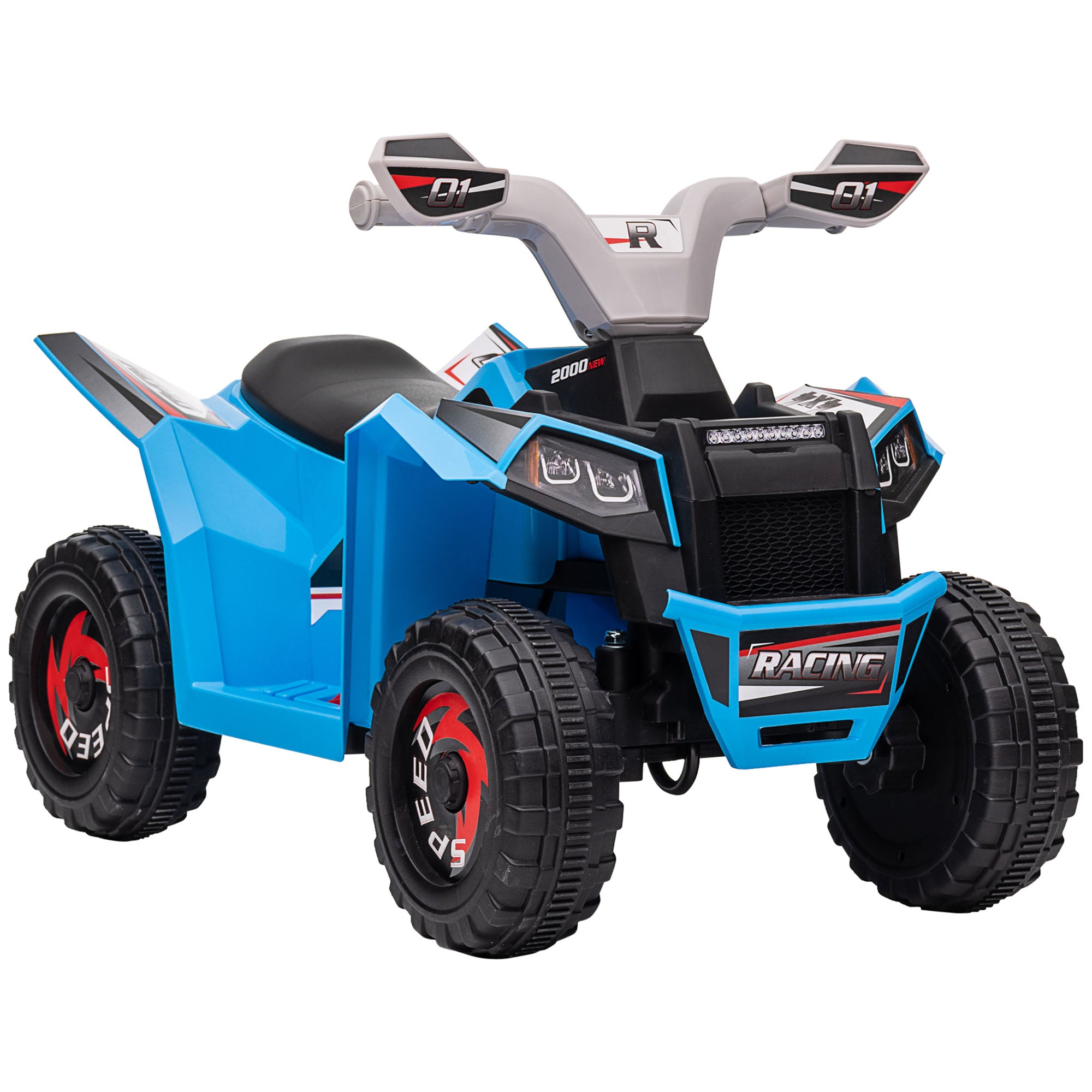 HOMCOM Elektro-Kinderquad, 2,5 km/h, Vorwärts- & Rückwärtsgang, für 18-36 Monate, Blau