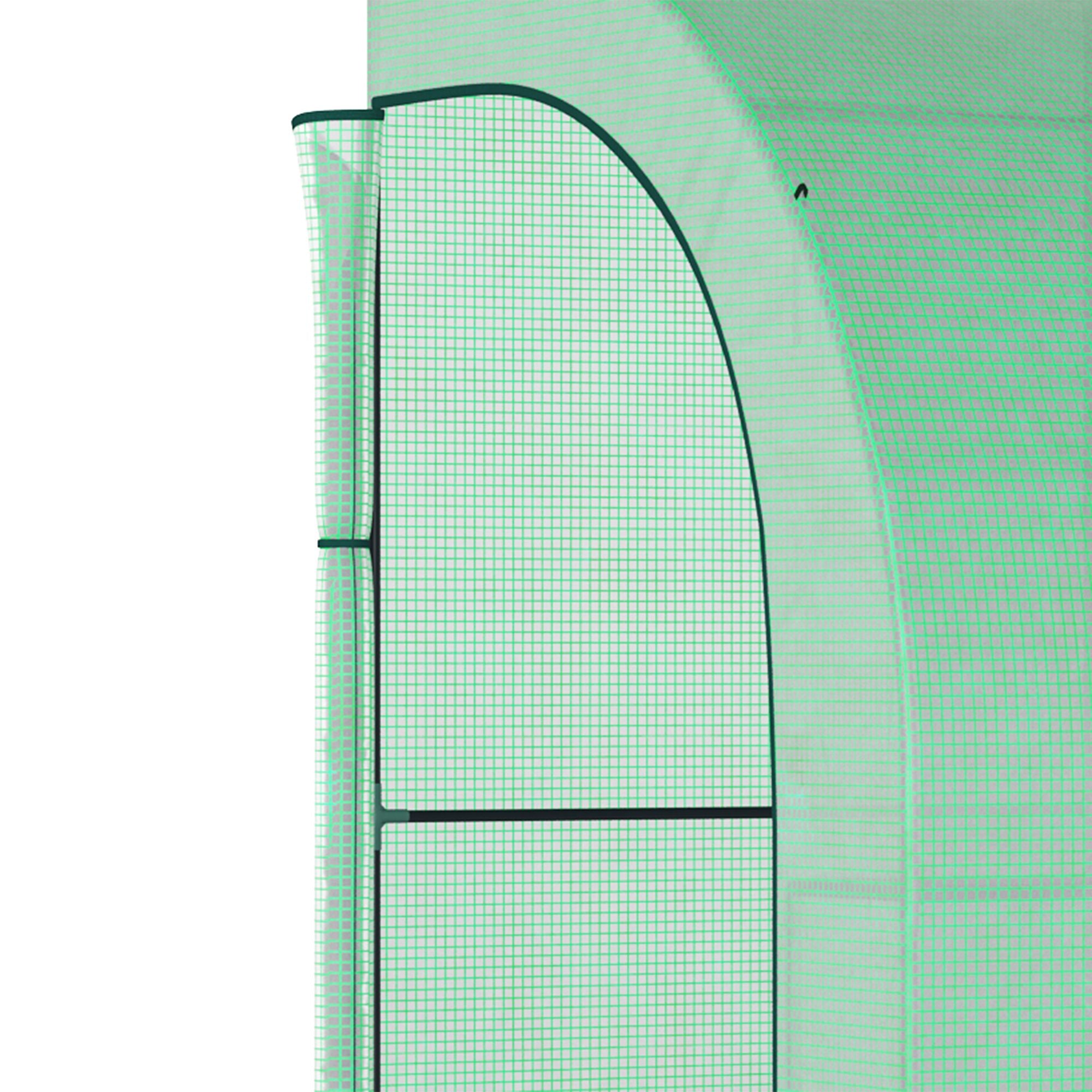 Outsunny Gewächshaus, Gartengewächshaus mit Kunststoff-Abdeckung, UV-beständig, 3 Etagen, Reißverschlusstüren, Grün