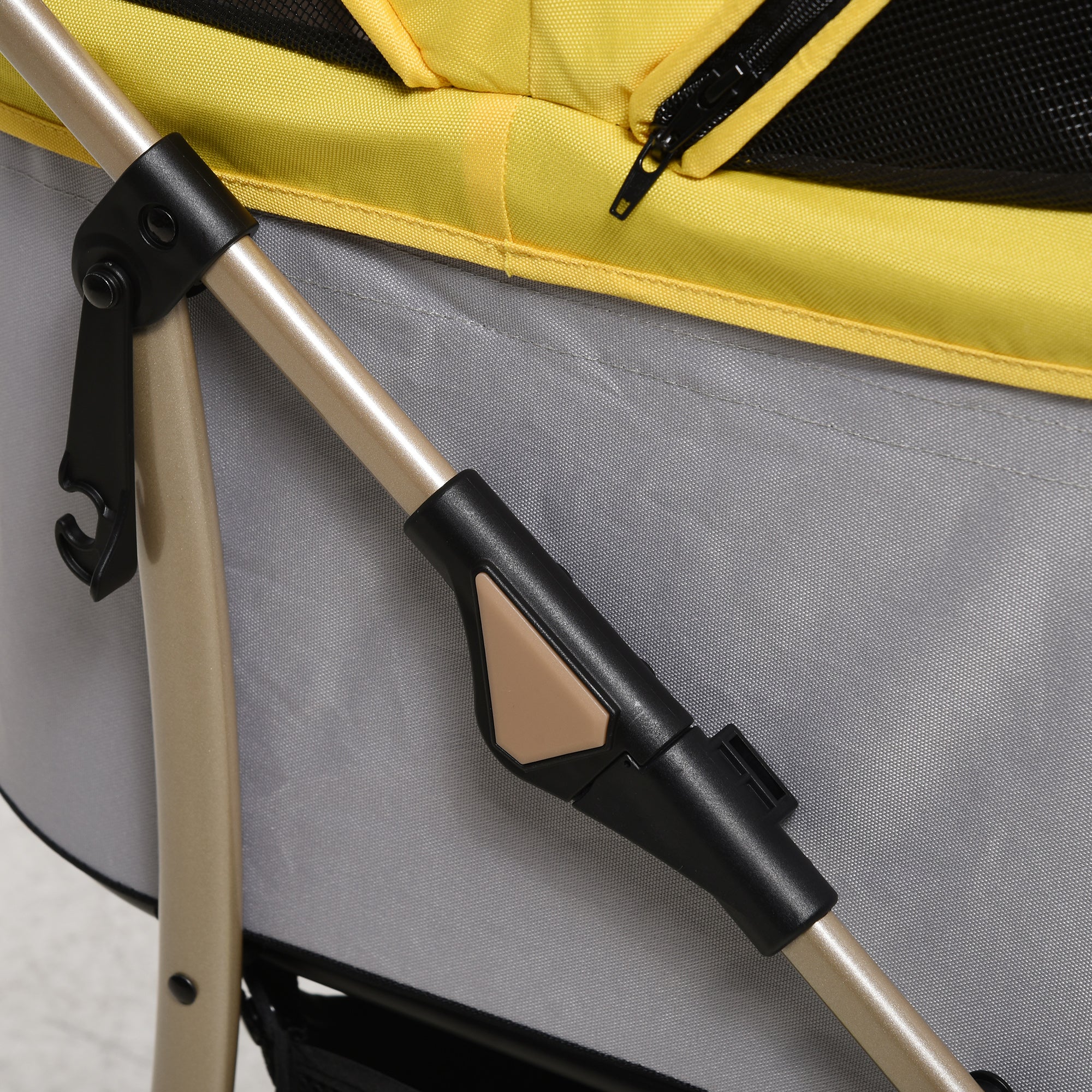 PawHut 2-in-1 Hundebuggy Hundetrolley bis 10 kg klappbar Tragtasche Bodenkorb  82 cm x 49,5 cm x 98 cm Gelb
