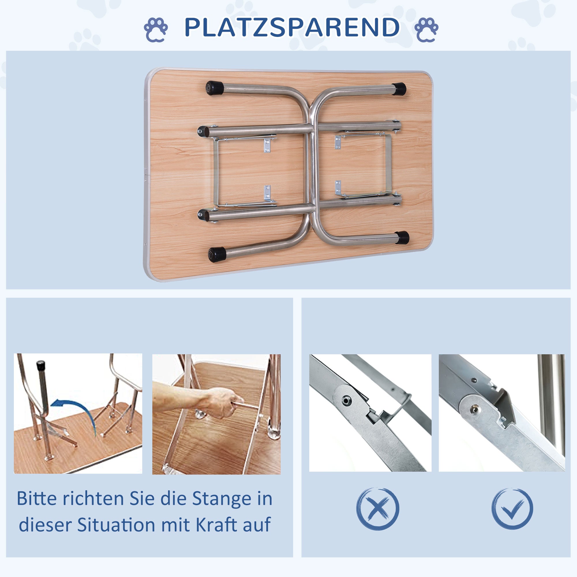 PawHut Hundepflegetisch Trimmtisch mit Unterkorb Tierpflegetisch Hunde Pflegetisch Hundefriseur Tisch Schertisch für Hunde Katzen bis zu 100kg Blau