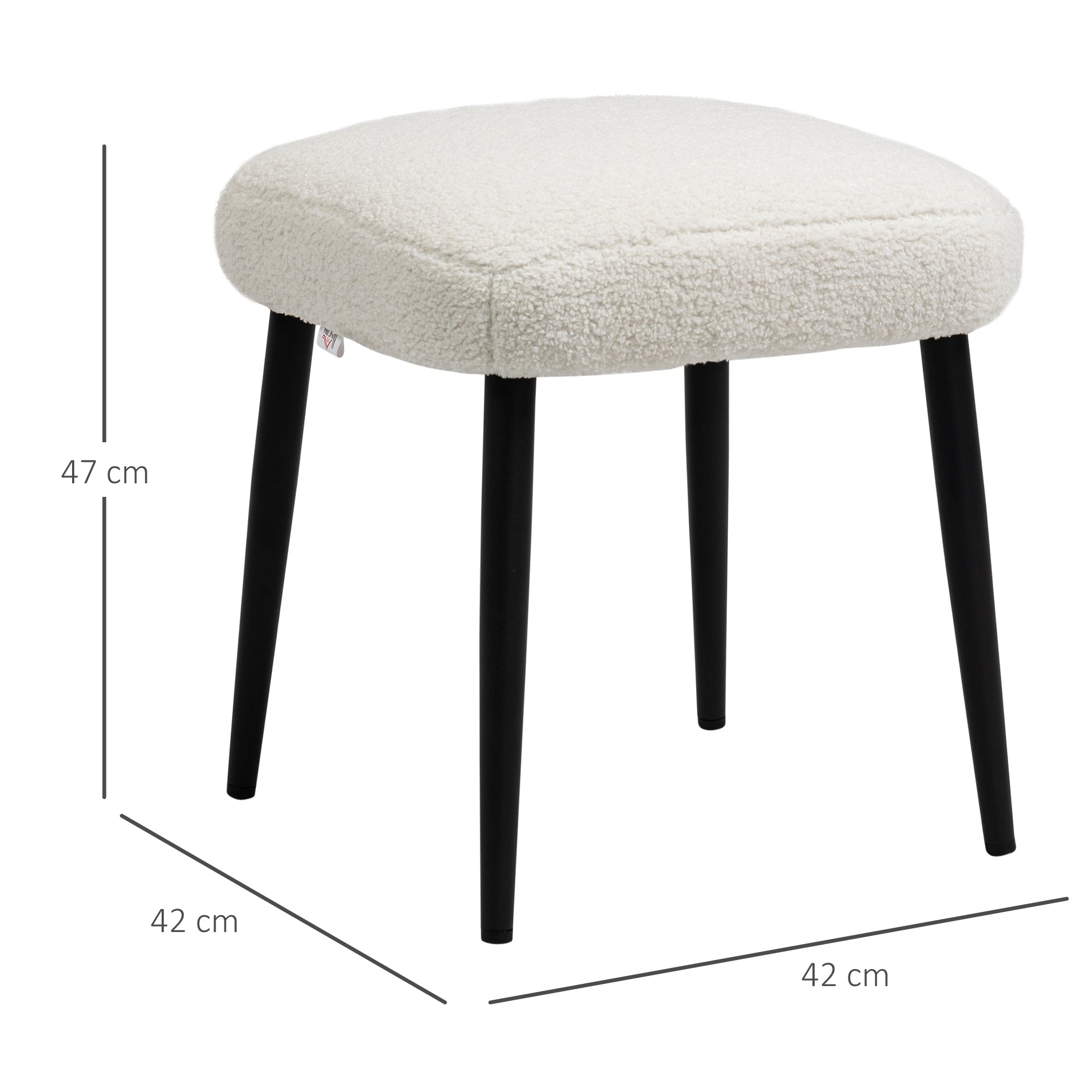 Aosom Hocker, Sitzhocker, Kaschmir-Optik, Fußhocker, Creme-Weiß