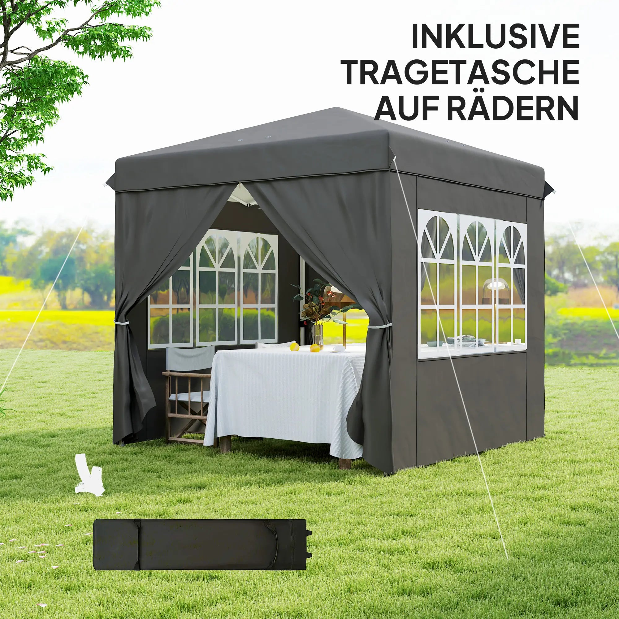 Outsunny Faltpavillon 2,5x2,5?m UV-Schutz 50+ mit Seitenteilen