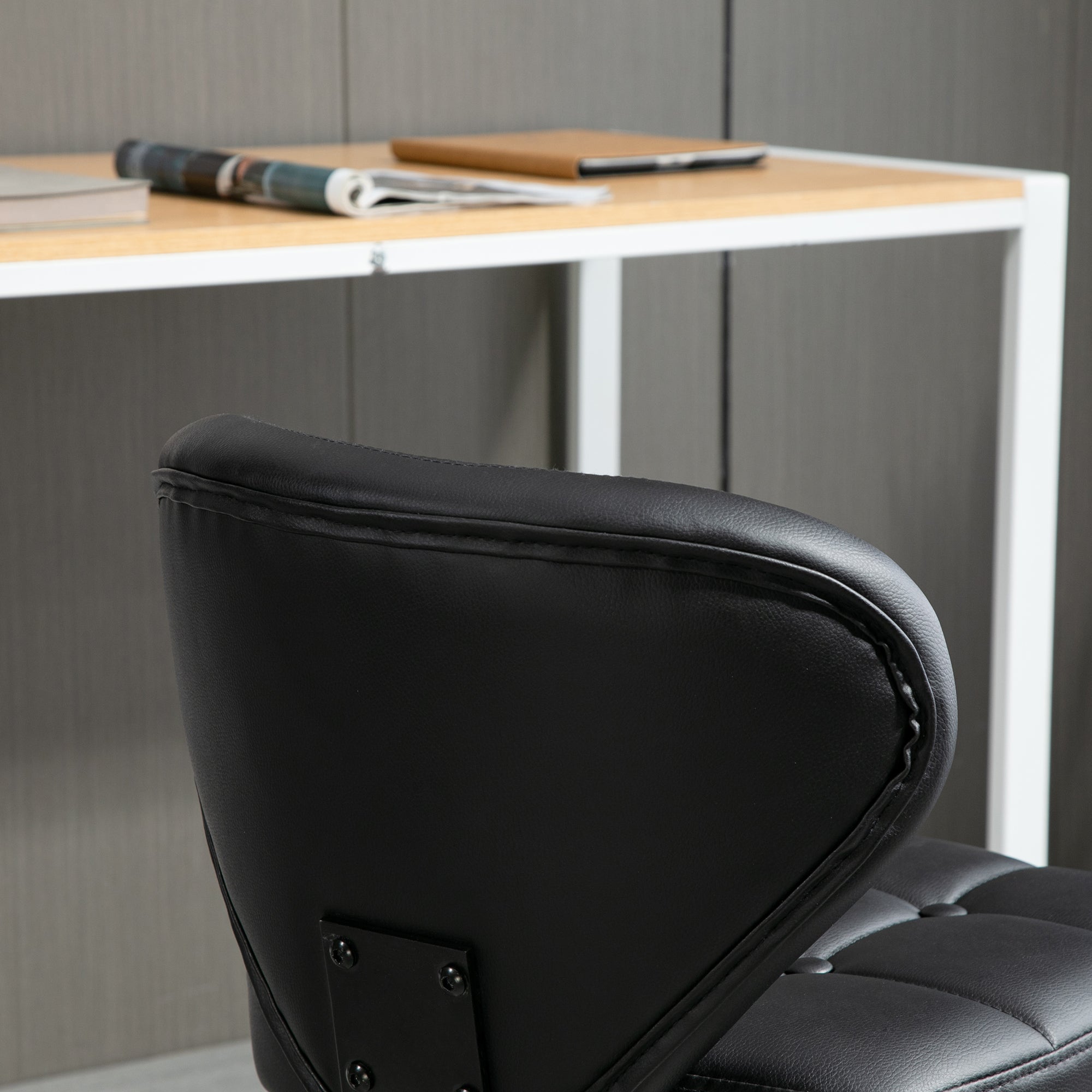 HOMCOM 2er-Set Arbeitshocker mit Rückenlehne Rollhocker aus Kunstleder Drehhocker mit Lehne Kosmetikhocker Rollhocker Bürohocker 72-87 cm höhenverstellbar Büro Dunkelgrau 45 x 47 x 72-87 cm